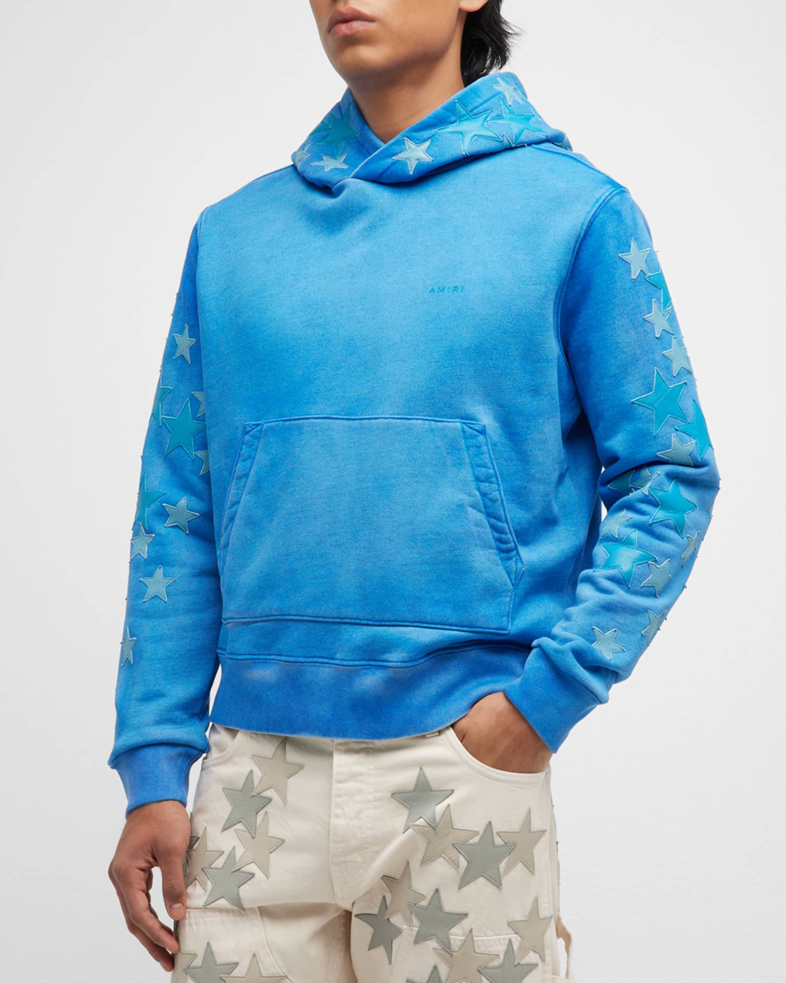 Amiri Men's Star Pigment Spray Knit Hoodie | Neiman Marcus