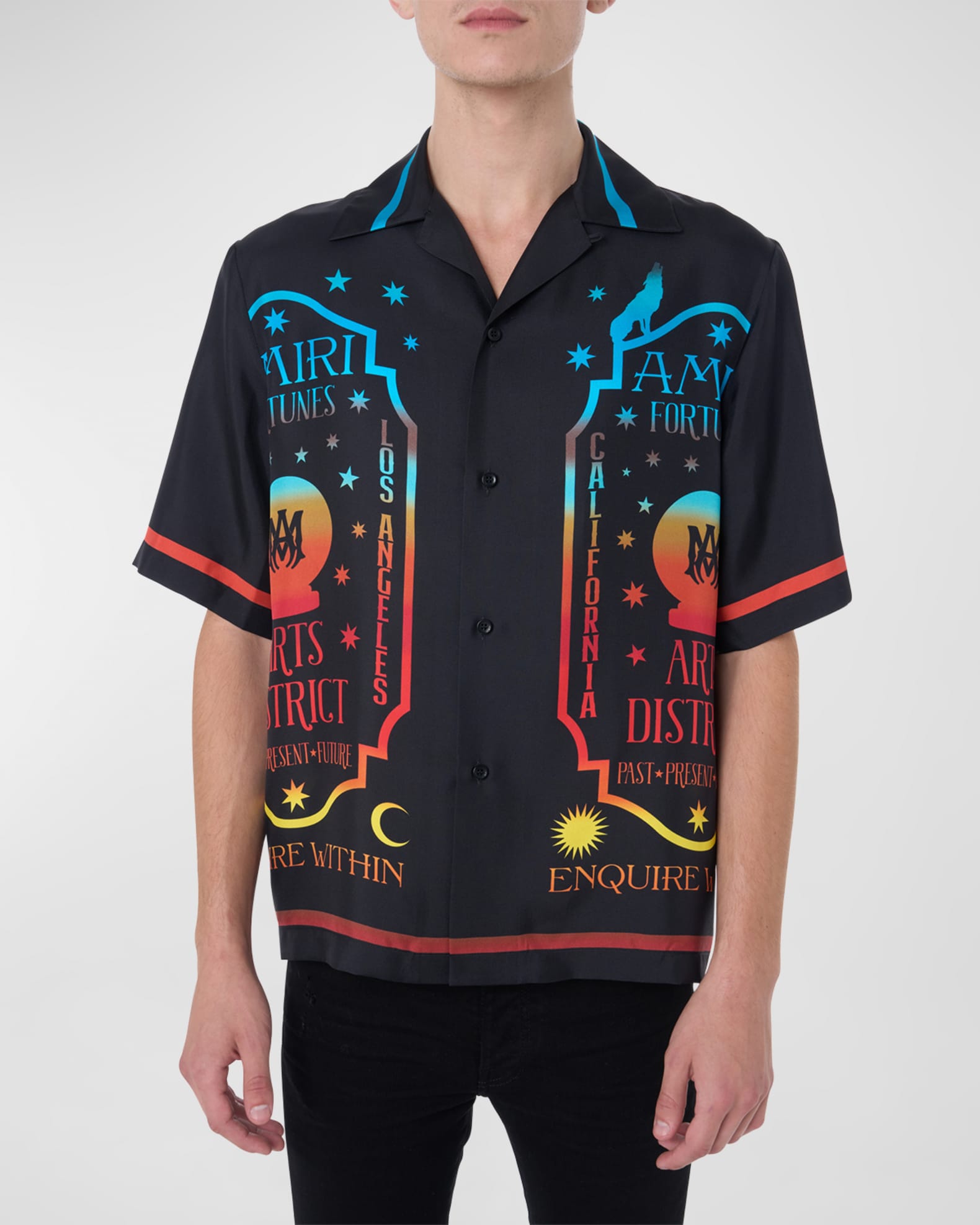 Amiri Men's Fortune Silk Bowling Shirt Neiman Marcus