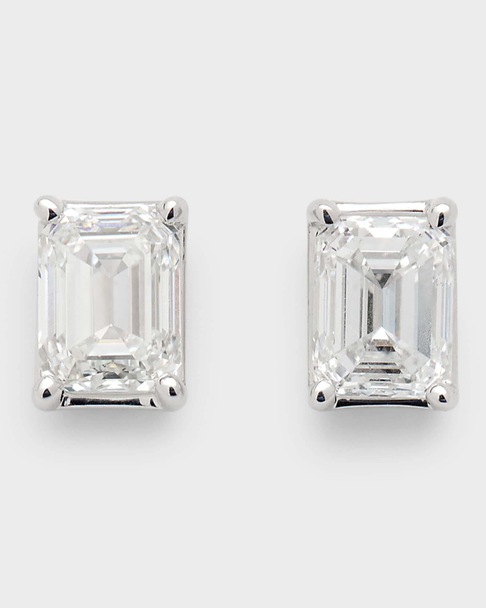 18K White Gold Emerald-Cut Diamond Stud Earrings, 1.0tcw, 0.11"H x 0.22"W 0