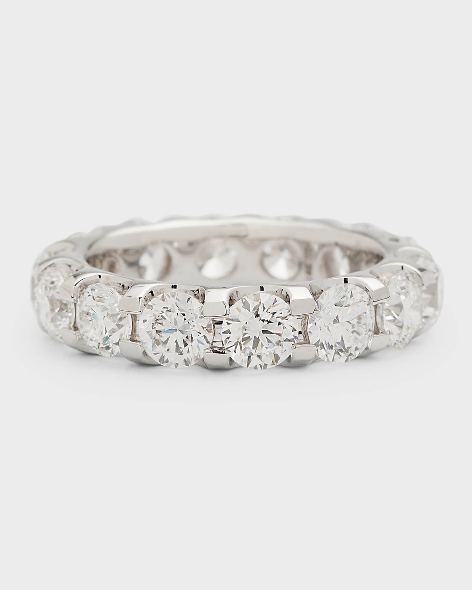 Round-Cut Diamond 18K White Gold Eternity Band Ring, Size 6 0