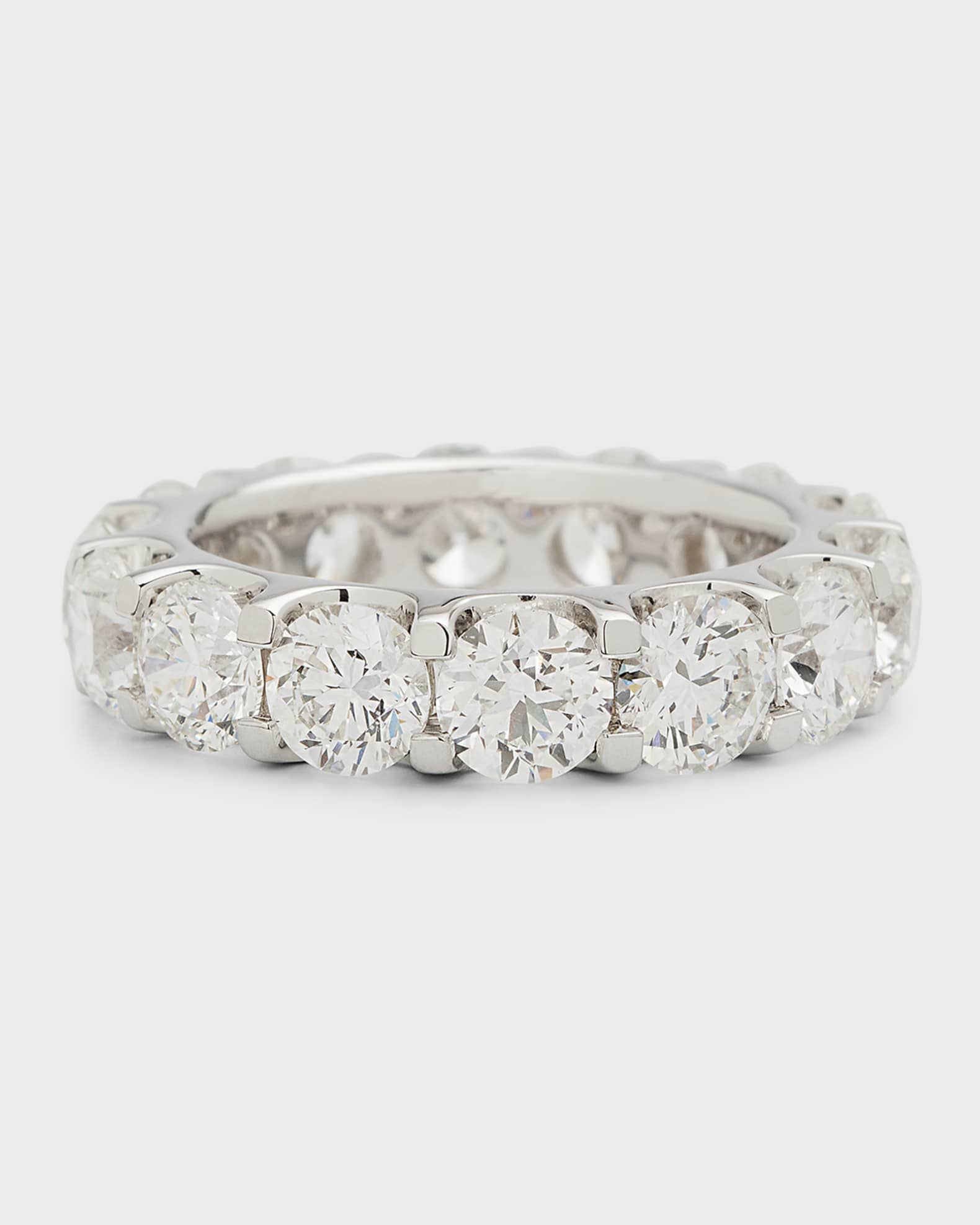 Diamond 18K White Gold Eternity Band Ring, Size 6 0