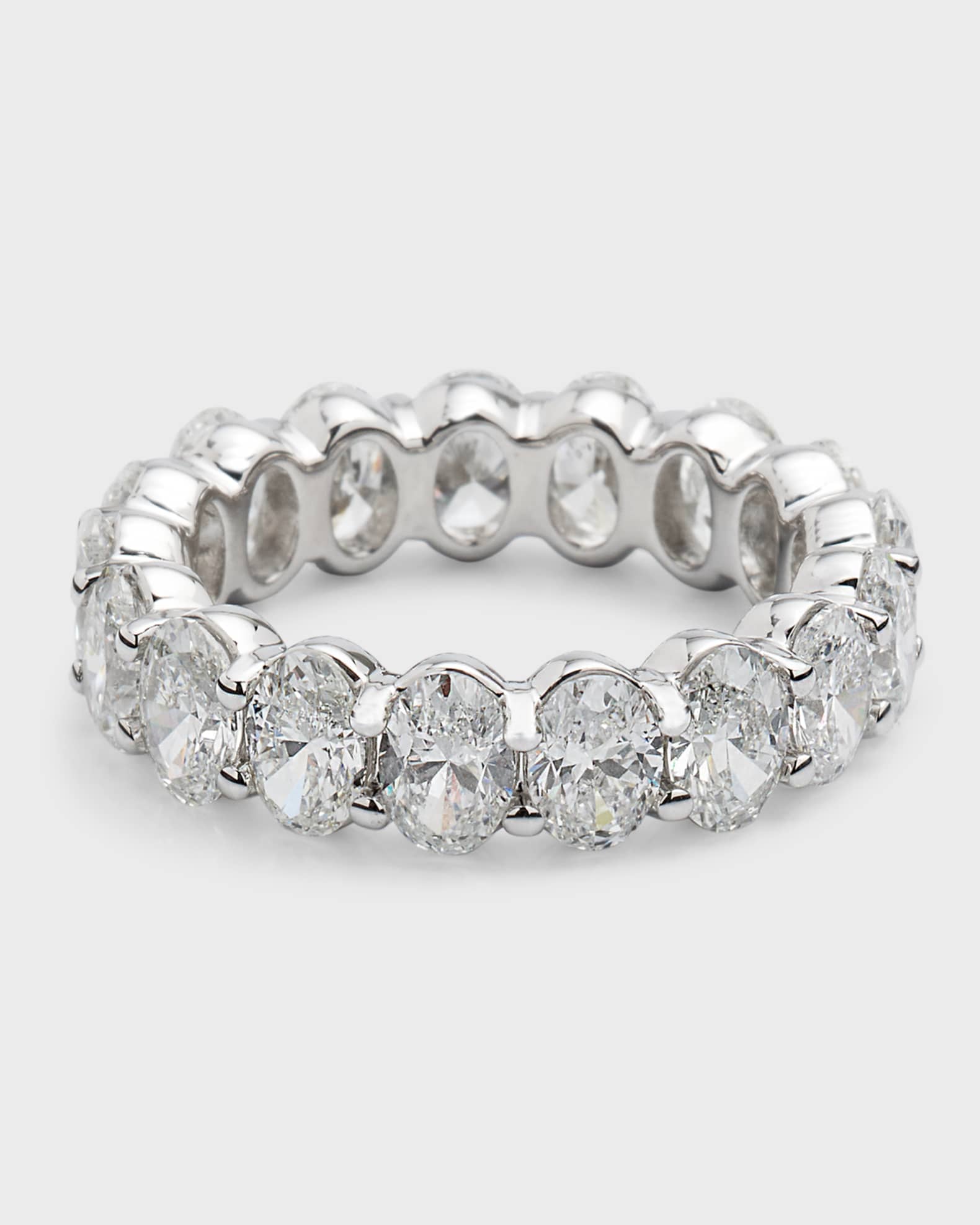 Oval-Cut Diamond 18K White Gold Eternity Band Ring, Size 6 0