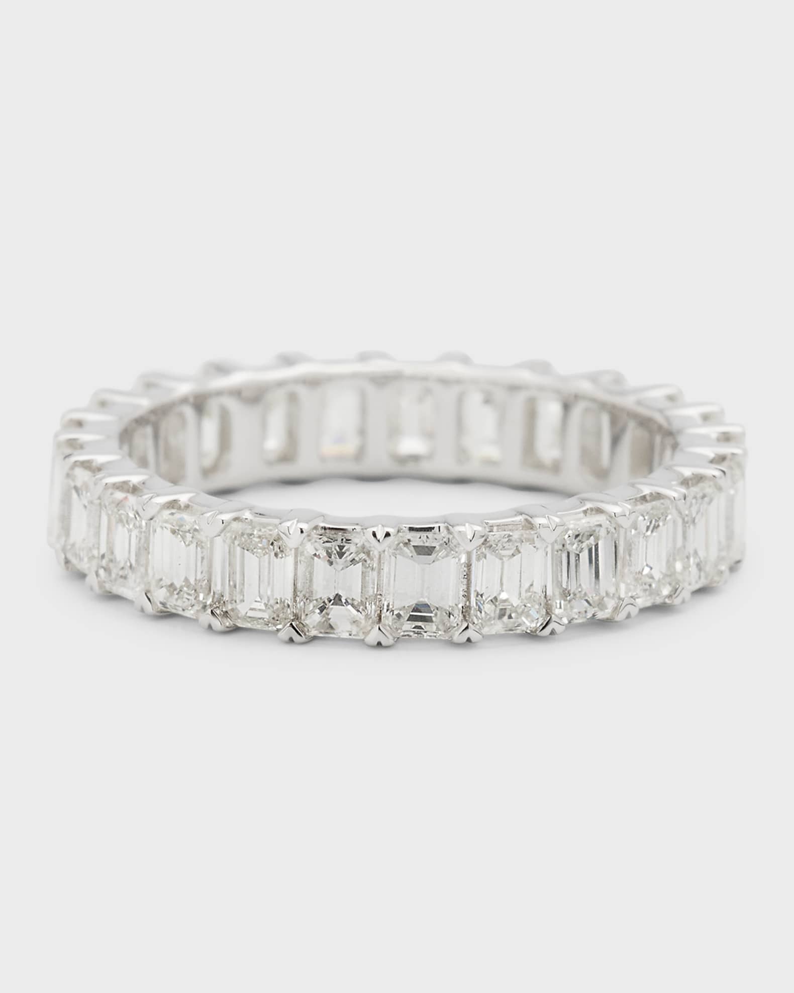 18K White Gold Emerald-Cut Diamond Eternity Band, Size 6 0