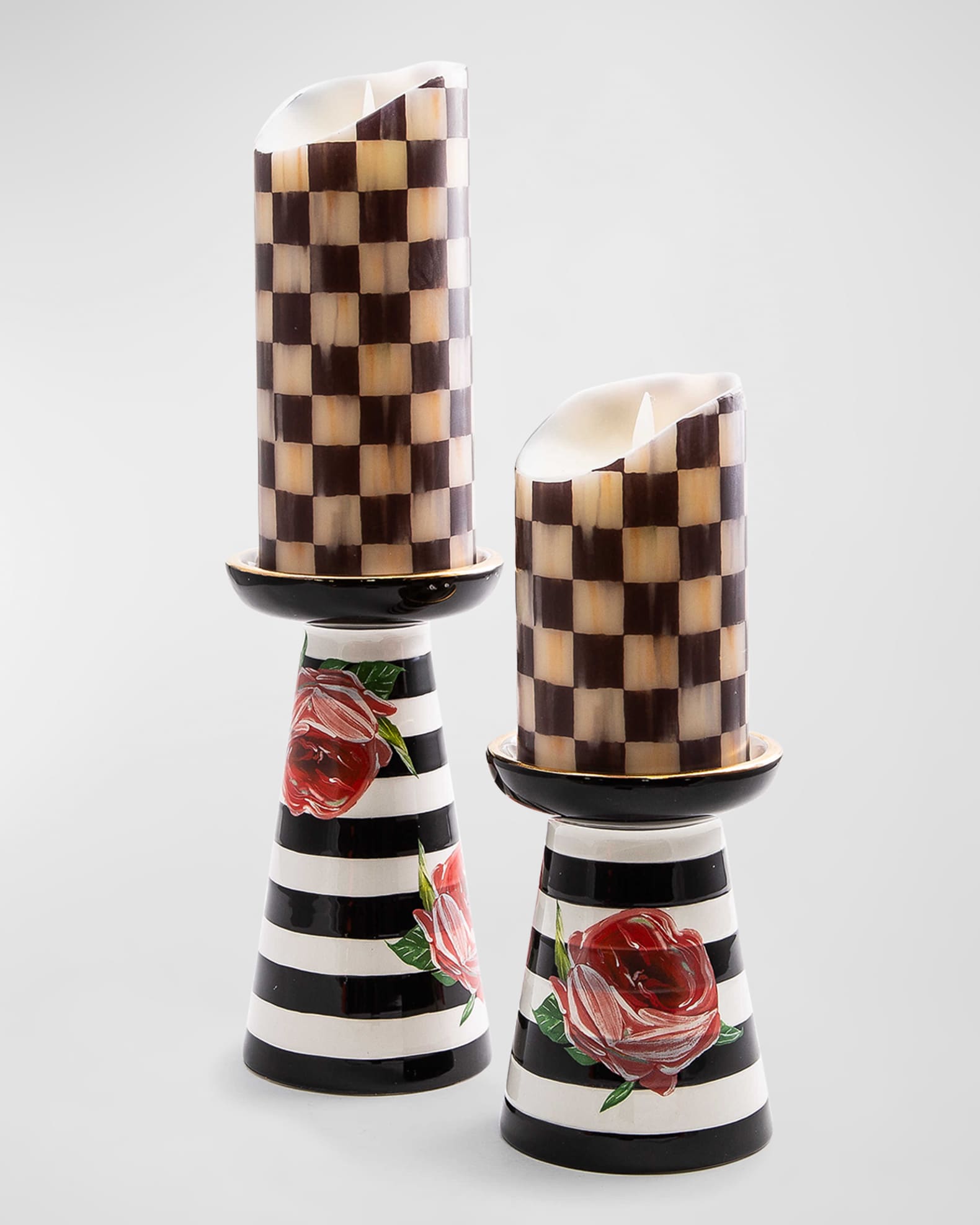 MacKenzieChilds Flower Show Pillar Candle Holders, Set of 2 Neiman