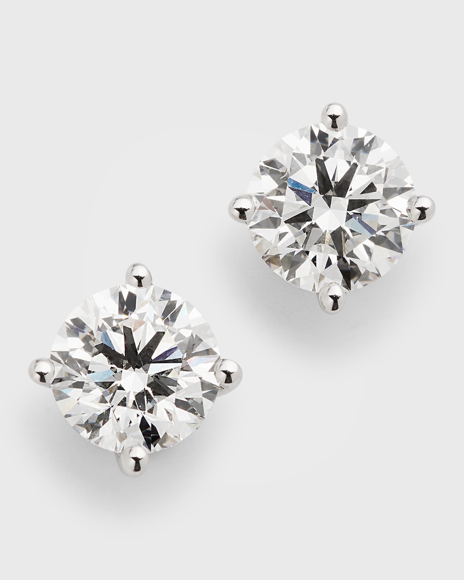 Lab Grown Diamond 18K White Gold Round Stud Earrings, 3.0tcw 0