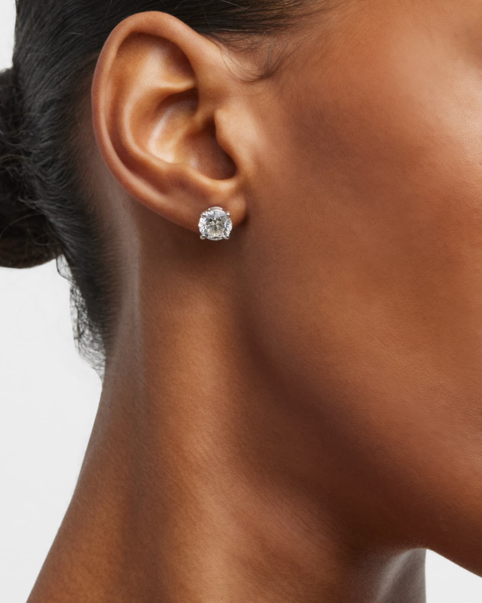 Lab Grown Diamond 18K White Gold Round Stud Earrings, 4.0tcw 1