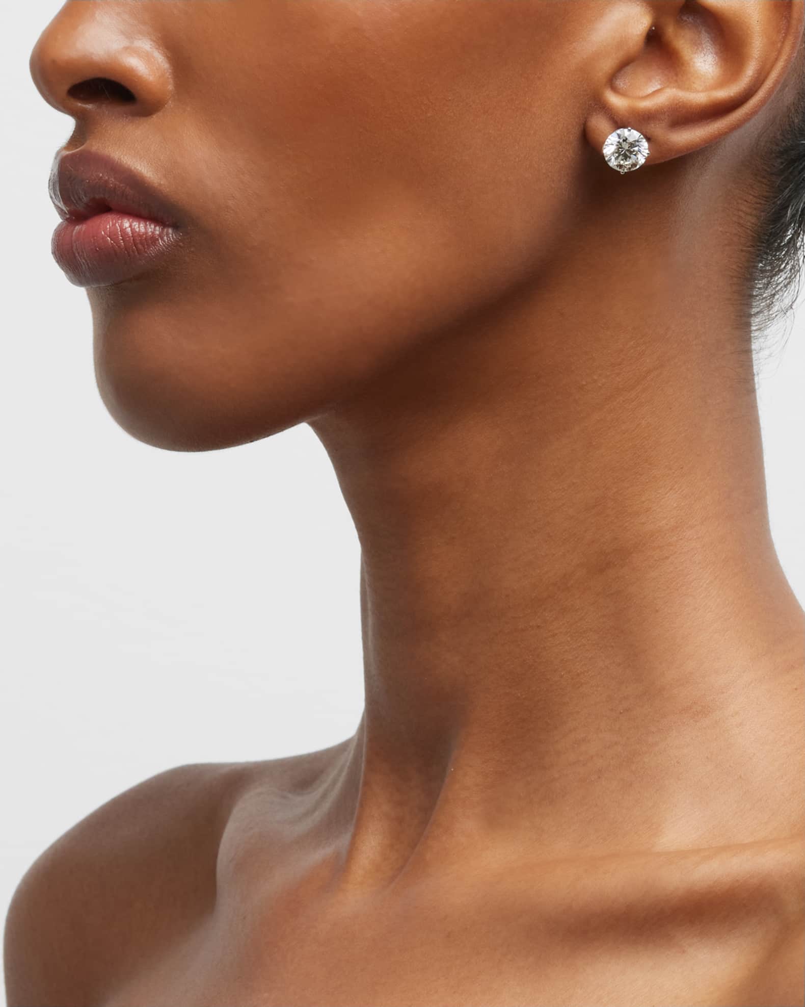 Lab Grown Diamond 18K White Gold Round Stud Earrings, 6.0tcw 1