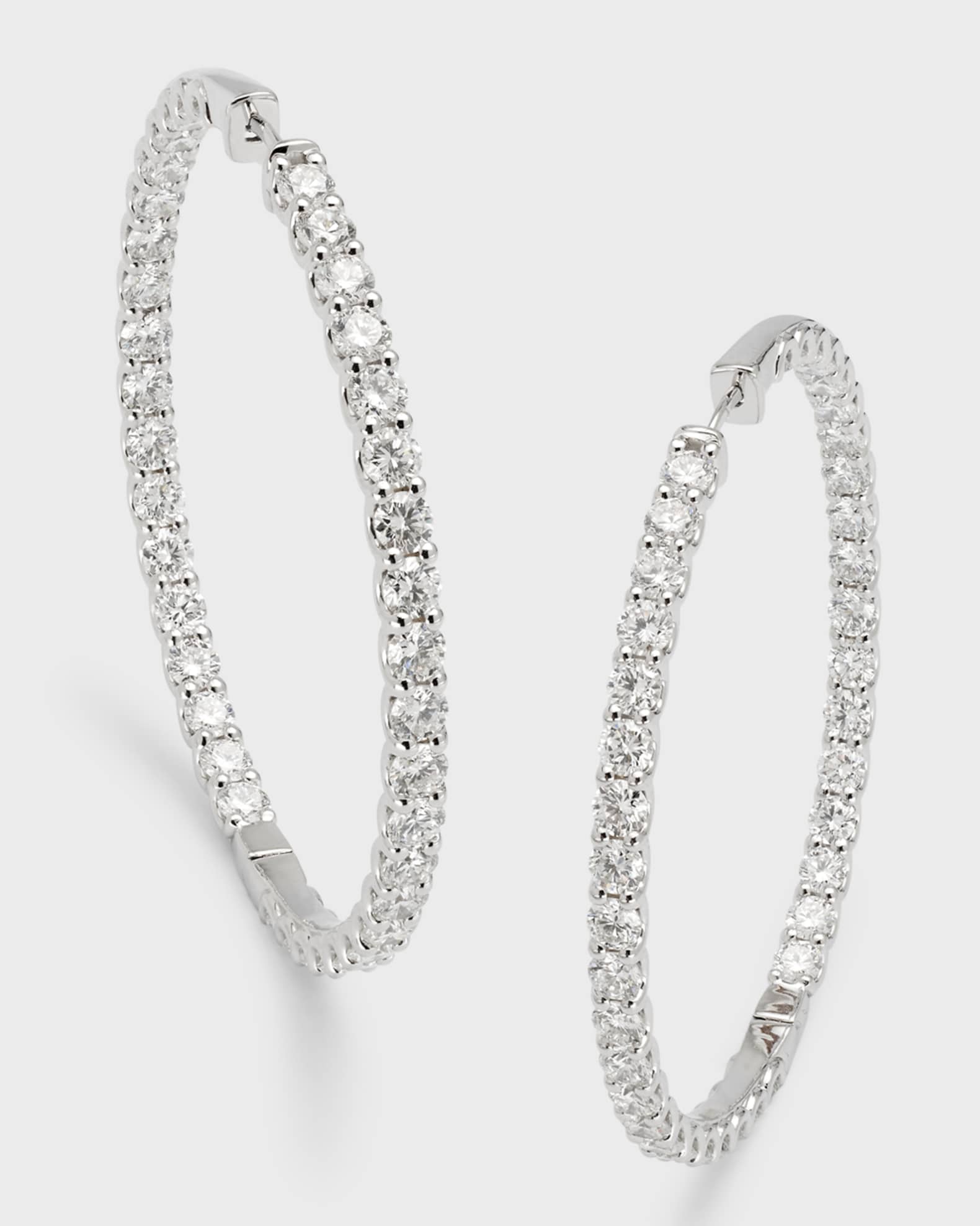 Lab Grown Diamond 18K White Gold Round Hoop Earrings, 2"L, 9.75tcw 0
