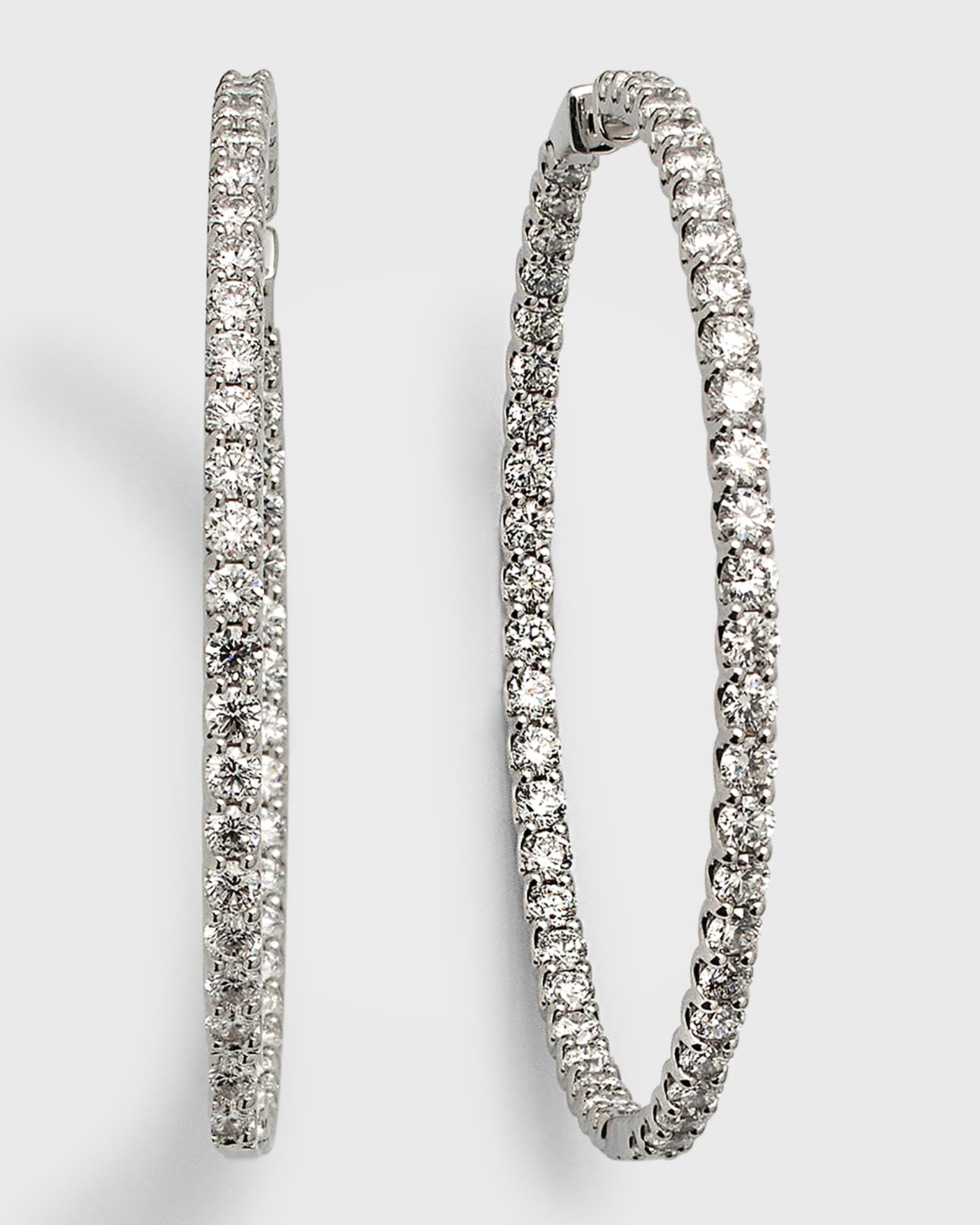 Lab Grown Diamond 18K White Gold Round Hoop Earrings, 2.5"L, 12.5tcw 0