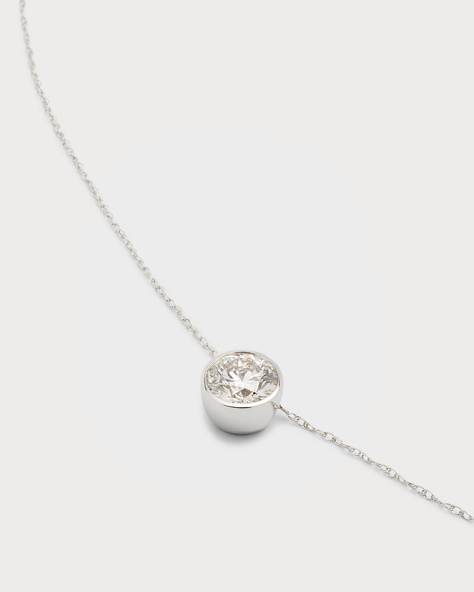 Lab Grown Diamond 18K White Gold Round Pendant, 1.5tcw 1