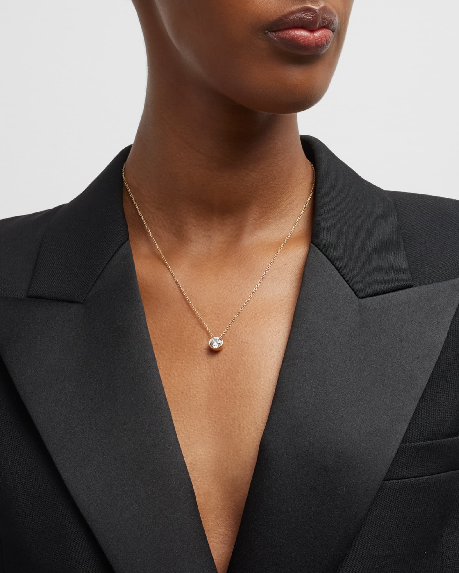 Lab Grown Diamond 18K Yellow Gold Round Pendant Necklace, 1.5tcw 1