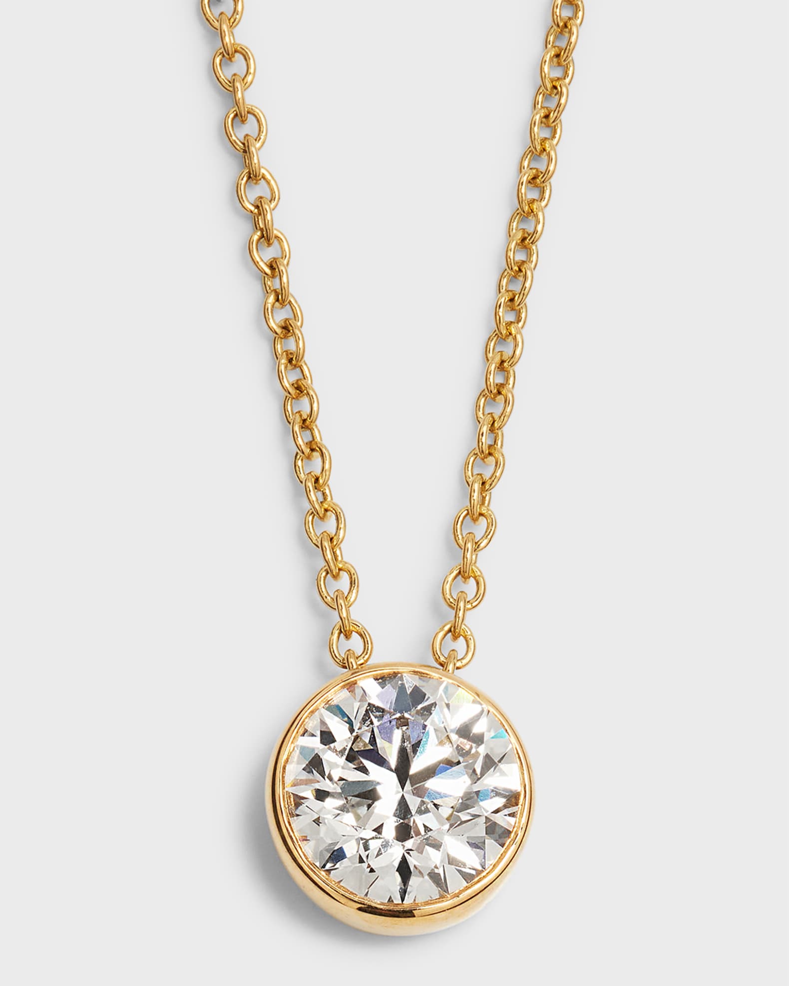 Lab Grown Diamond 18K Yellow Gold Round Pendant Necklace, 1.5tcw 0