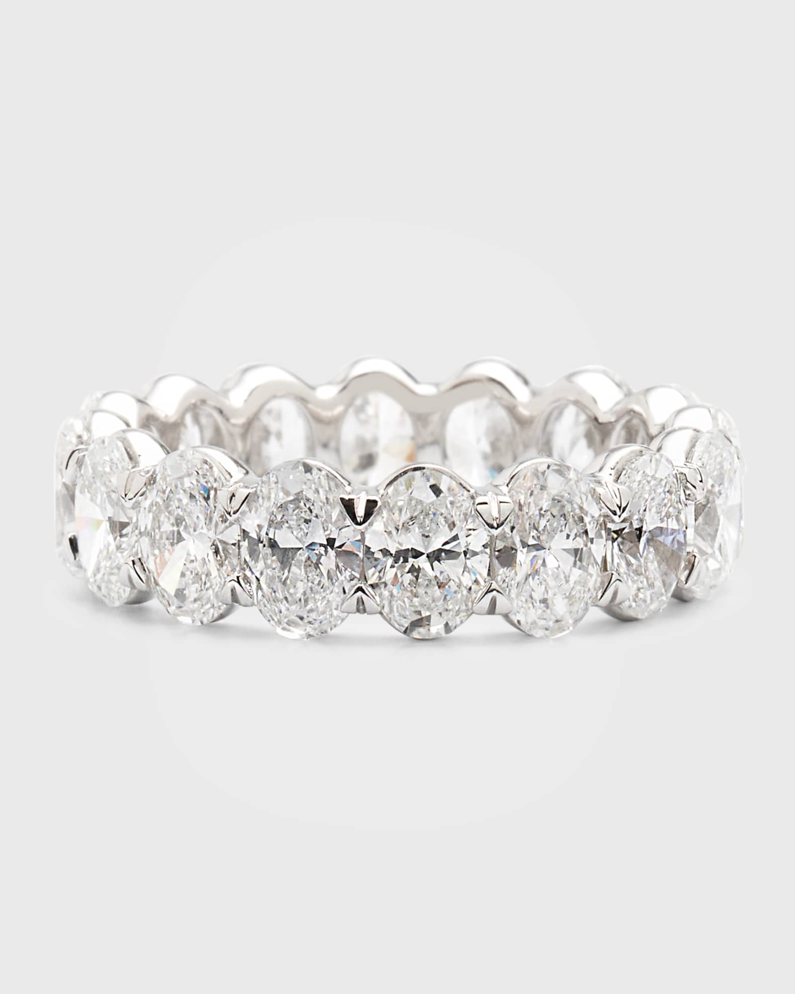 Lab Grown Diamond 18K White Gold Oval Eternity Ring, 5.0tcw 0