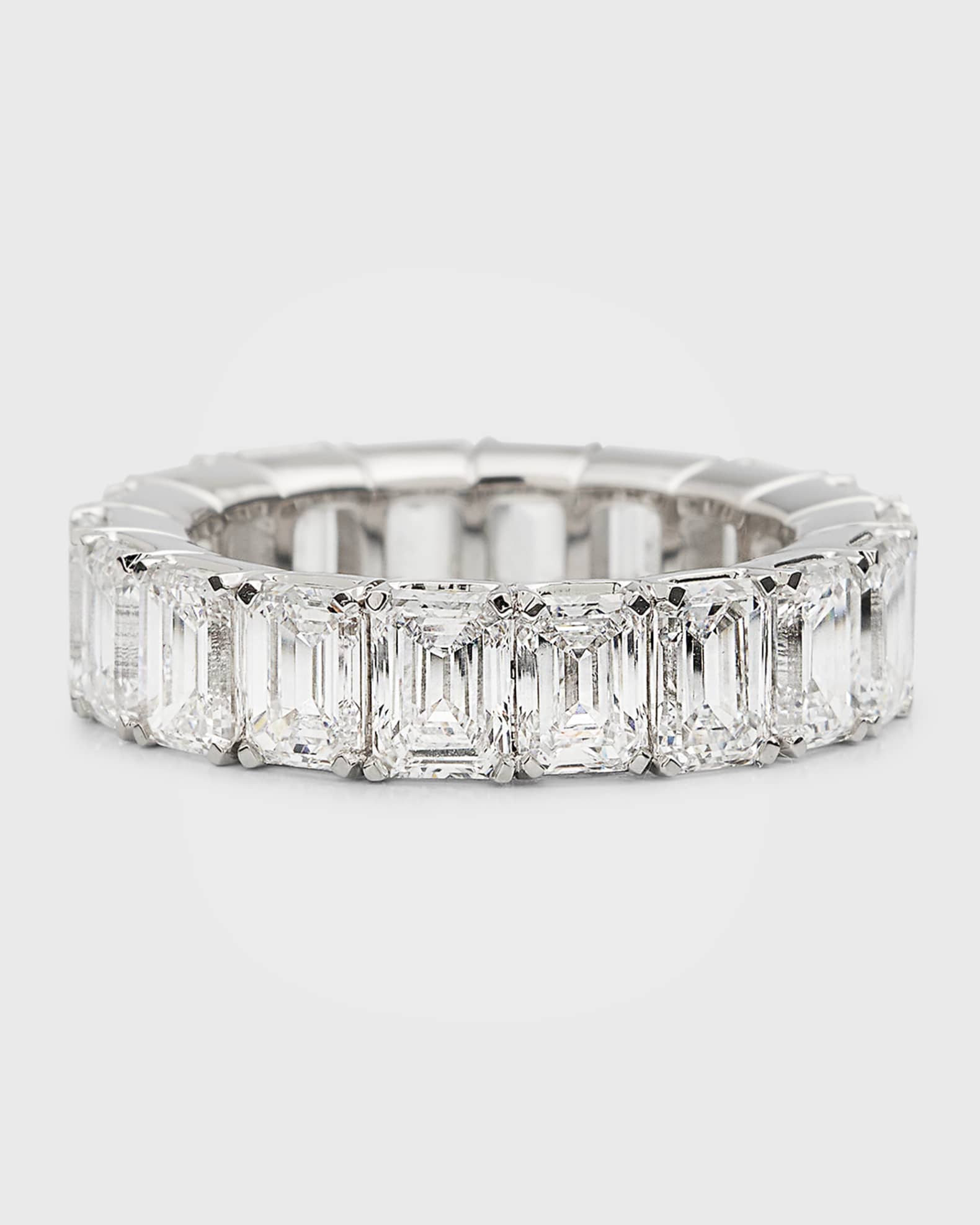 Emerald-Cut Lab Grown Diamond 18K White Gold Eternity Band Ring 0
