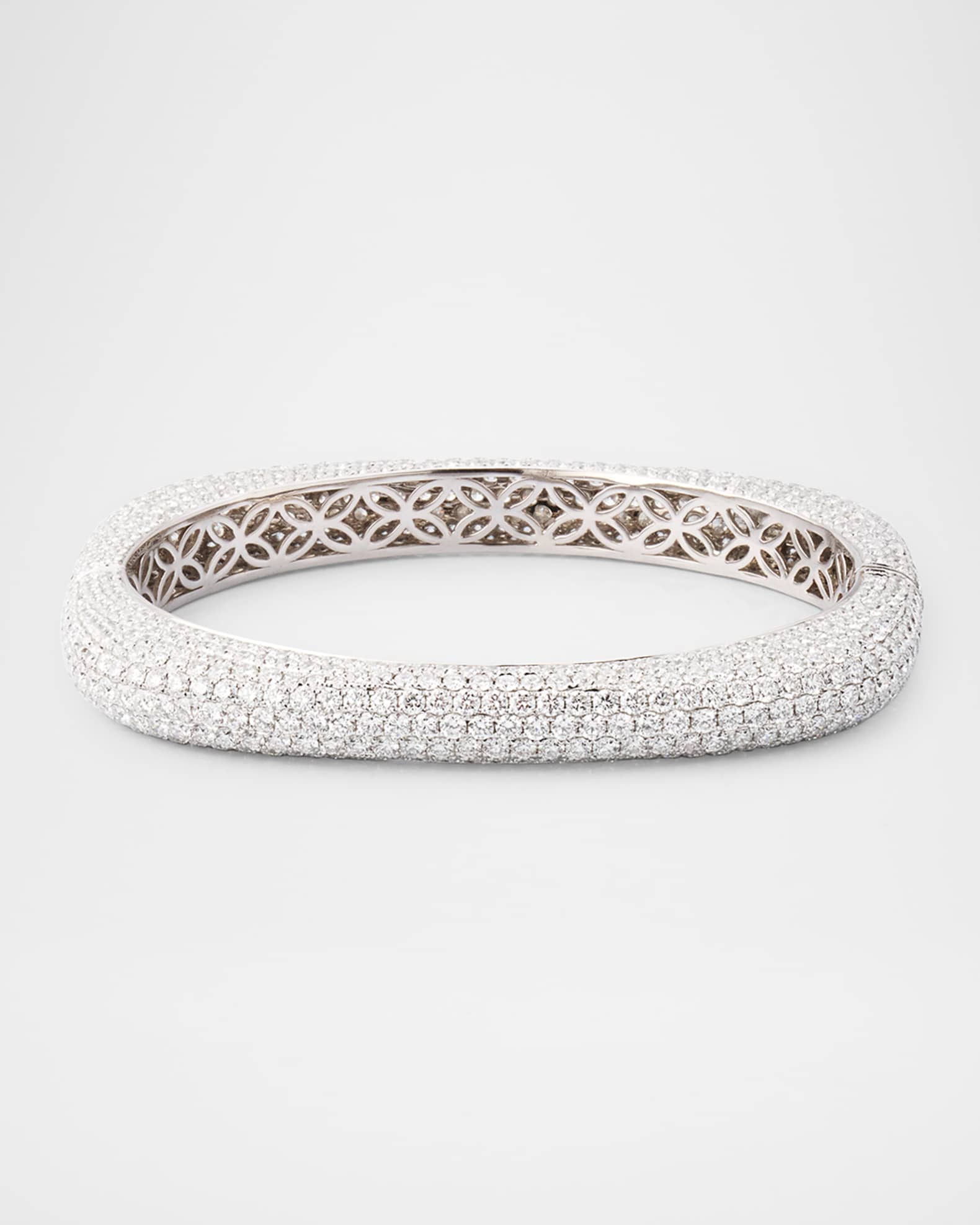 18K White Gold Full Diamond Bangle 0