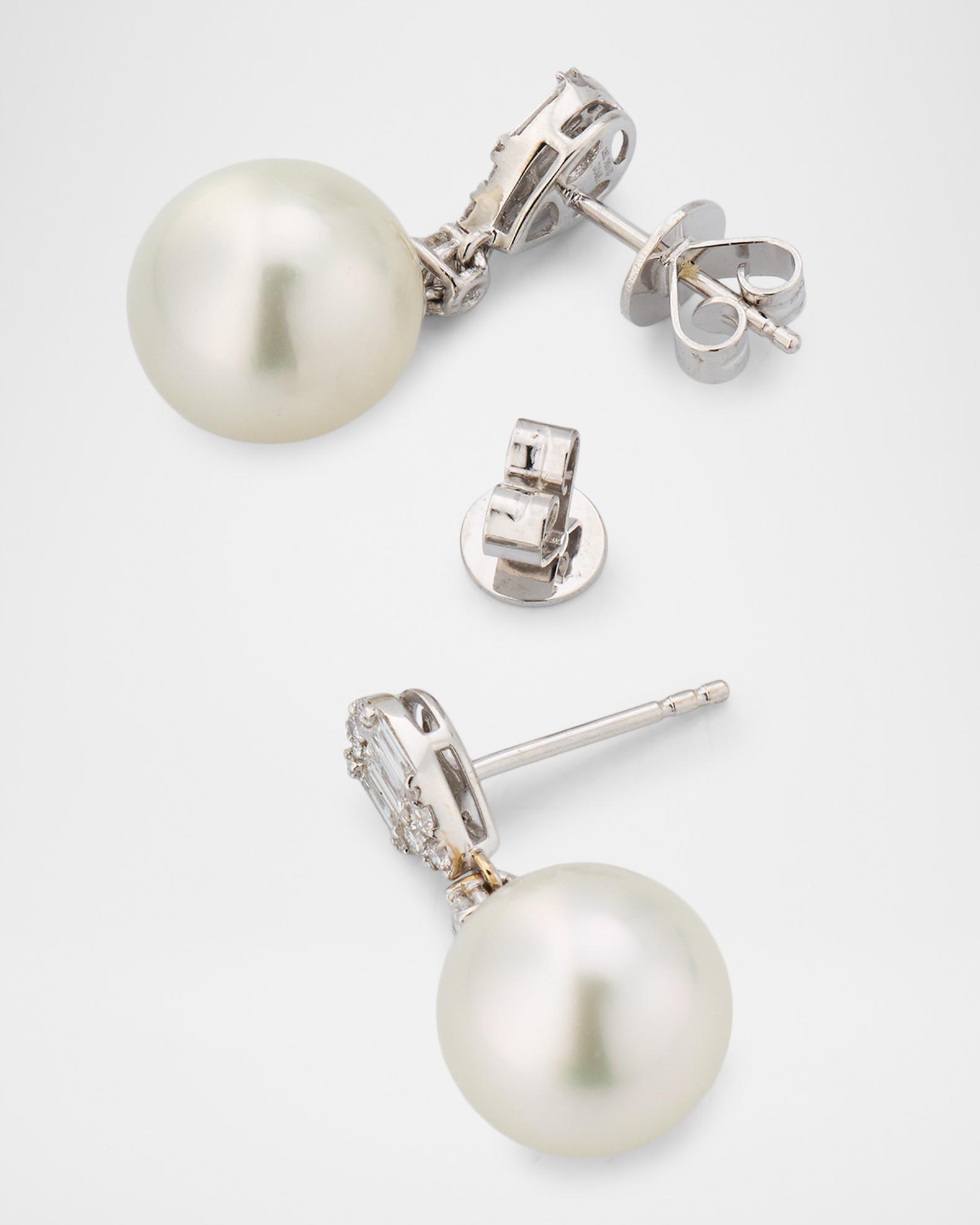 Belpearl 18K White Gold South Sea Pearl and Baguette Diamond Drop ...