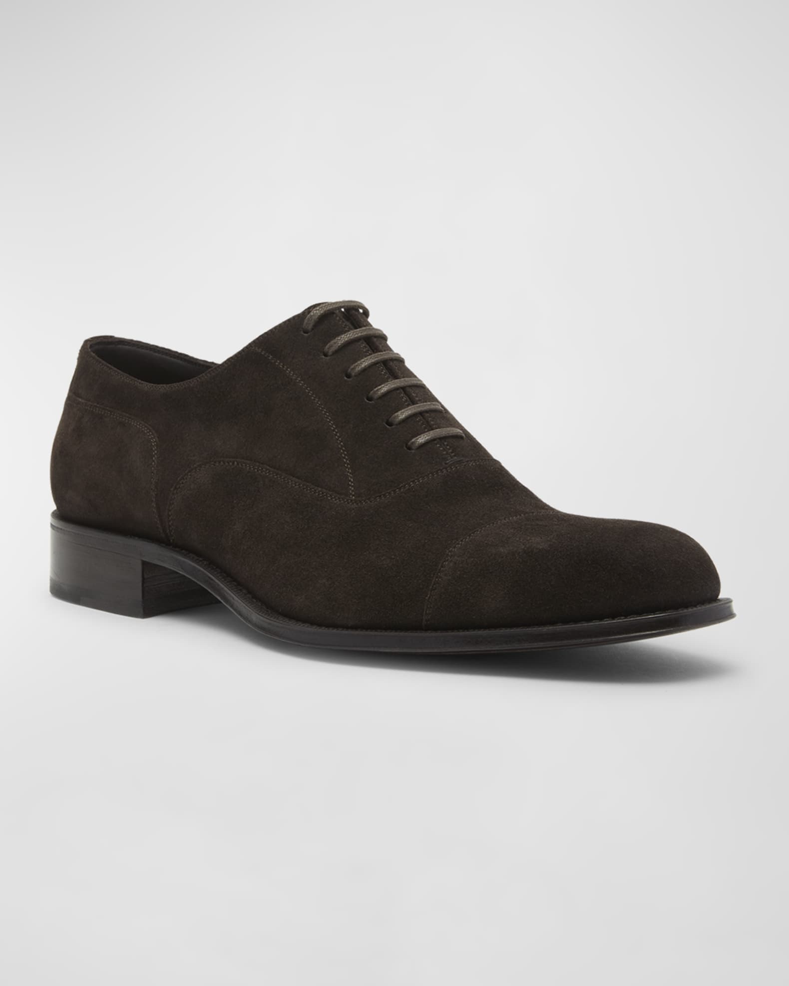 TOM FORD Men's Clayton Cap Toe Suede Oxfords Neiman Marcus