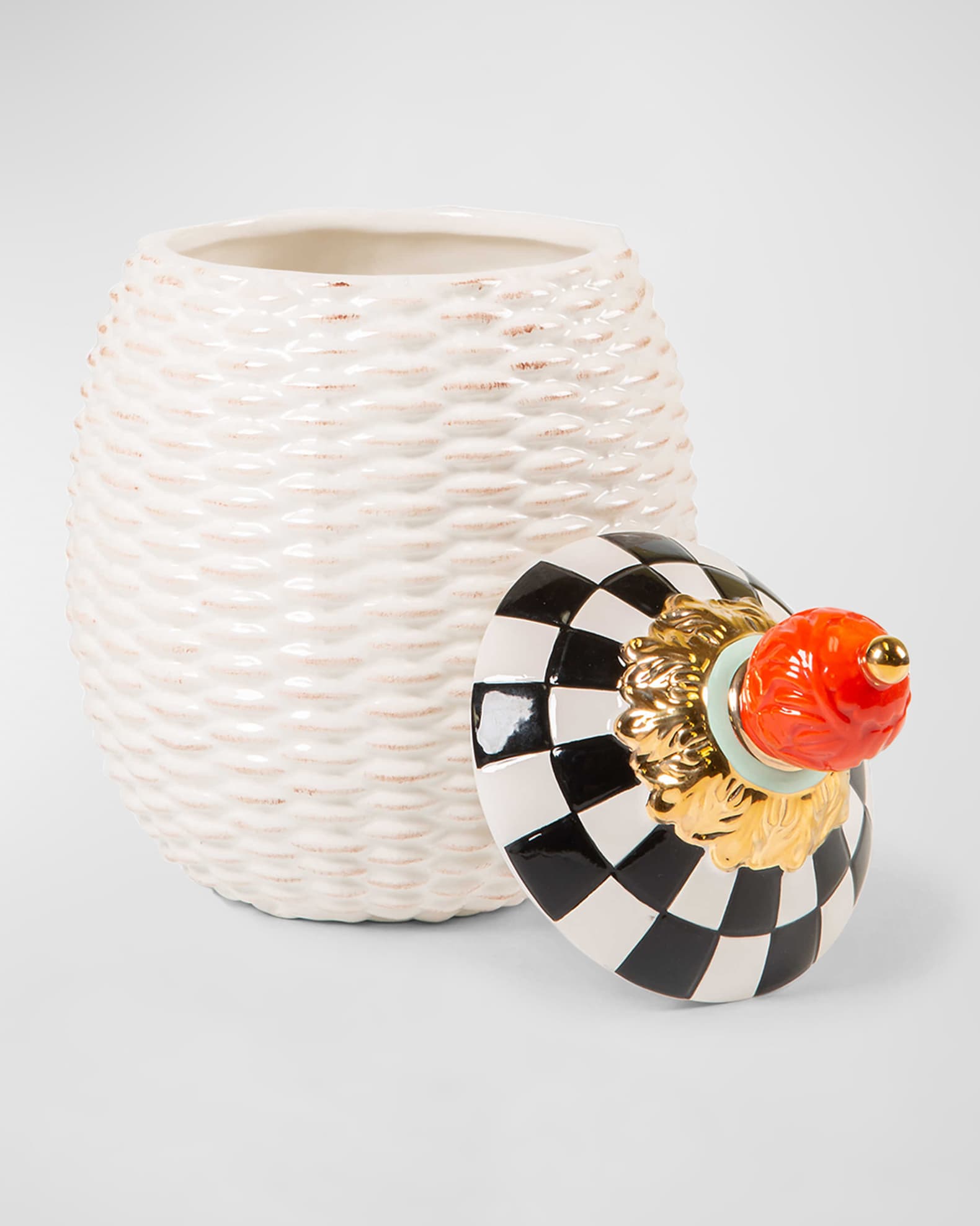 MacKenzie Childs Courtly Basket Weave Canisters Set of 2 Neiman Marcus