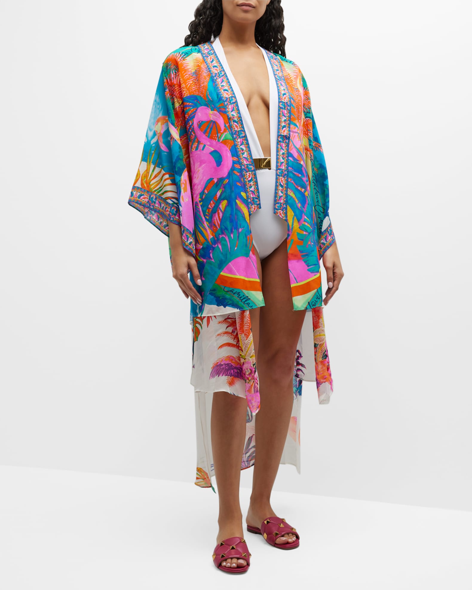 KIMONO WITH LONG UNDERLAYER FLAMENCO FLAMINGO