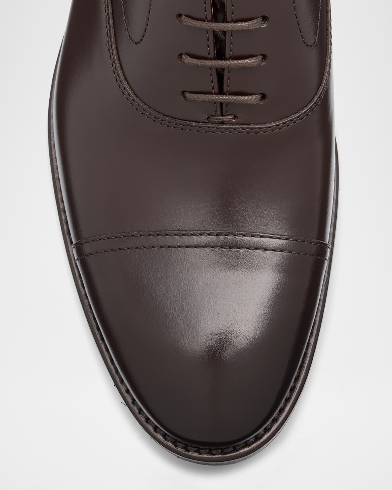 Brunello Cucinelli Men's Calf Leather Cap-Toe Oxfords | Neiman Marcus