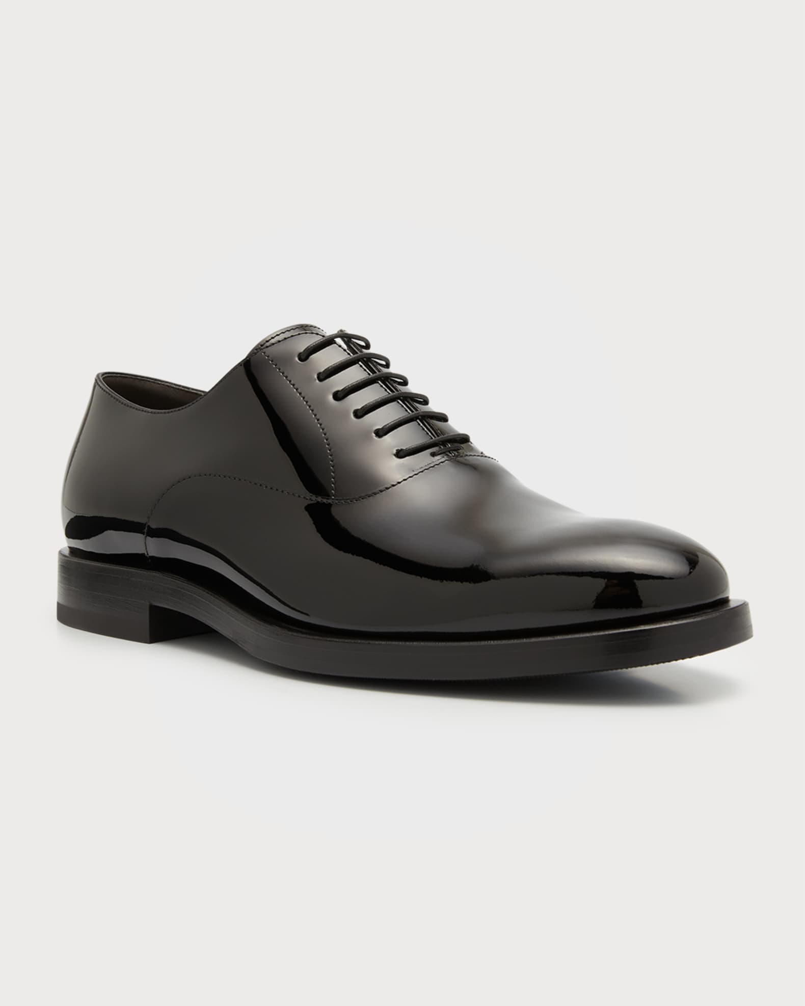 Brunello Cucinelli Men's Patent Leather Tuxedo Oxford Shoes | Neiman Marcus