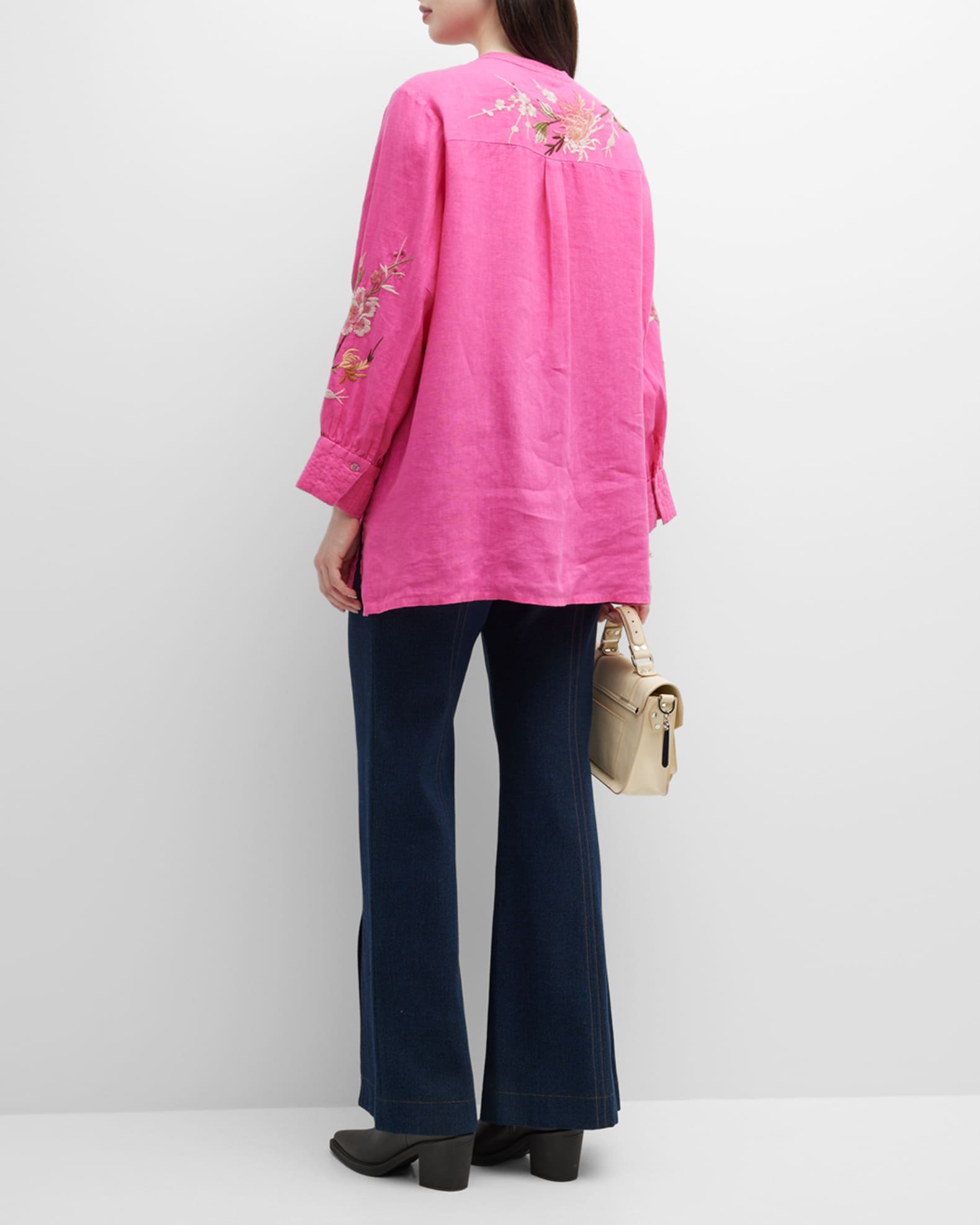 Johnny Was Plus Size Mei Voyager Embroidered Linen Tunic Neiman Marcus