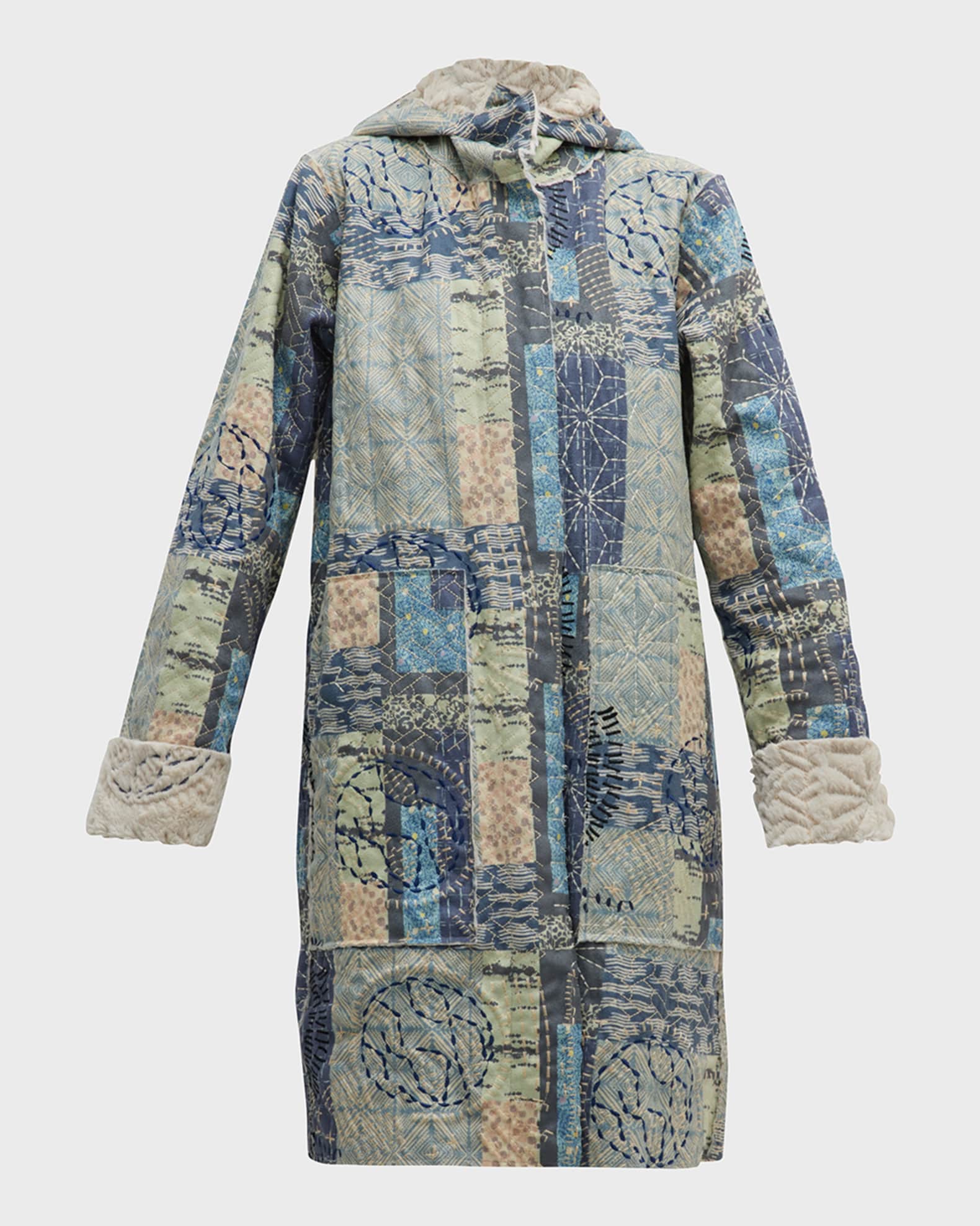 Johnny Was Shasiko PatchworkPrint SherpaLined Jacket Neiman Marcus