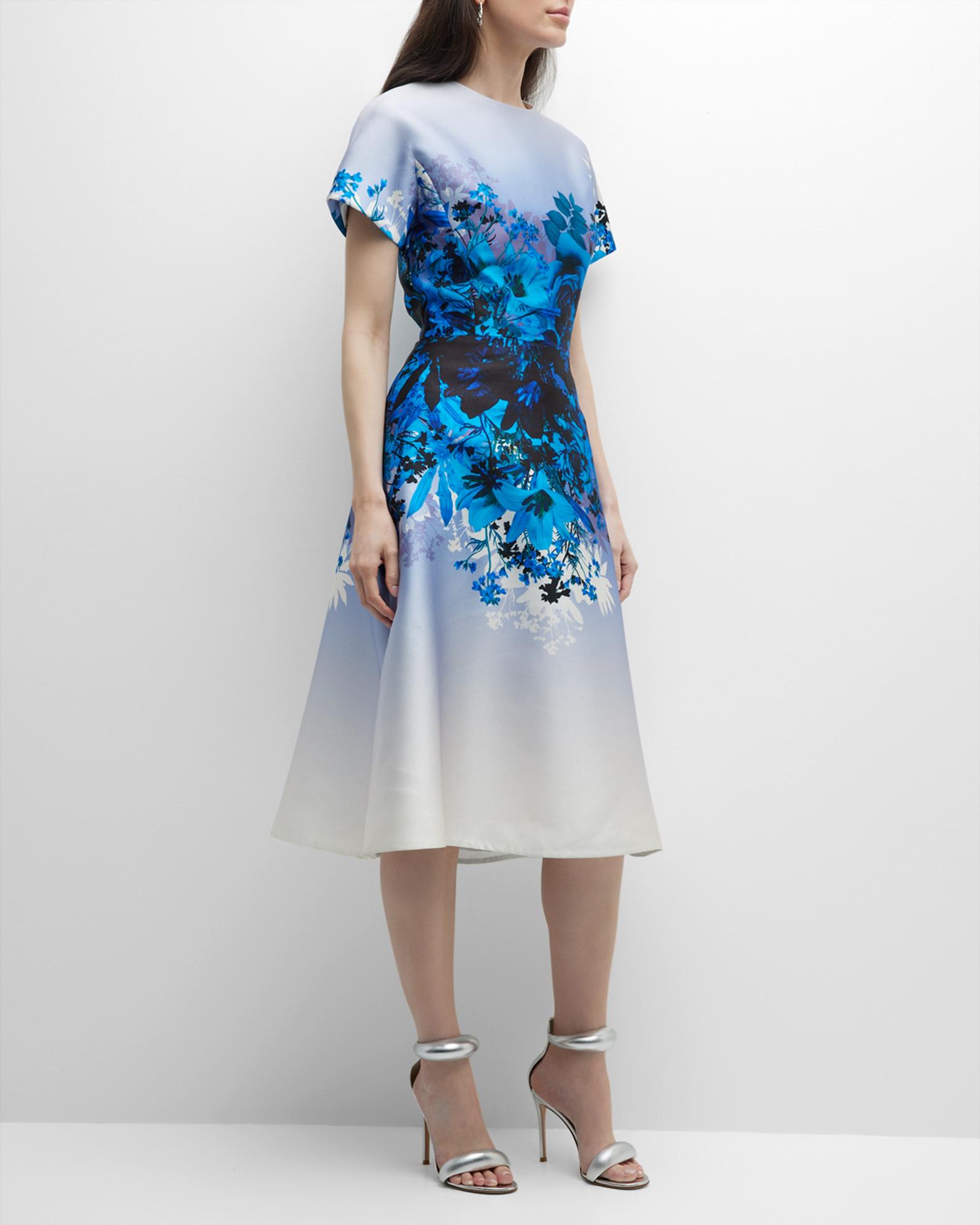 Rickie Freeman for Teri Jon Floral-Print Fit-&-Flare Midi Dress ...