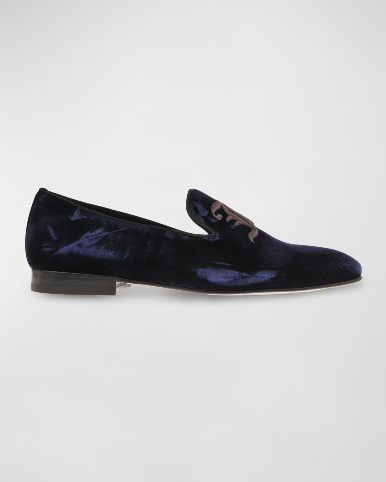 Men s Velvet Monogram Smoking Slippers