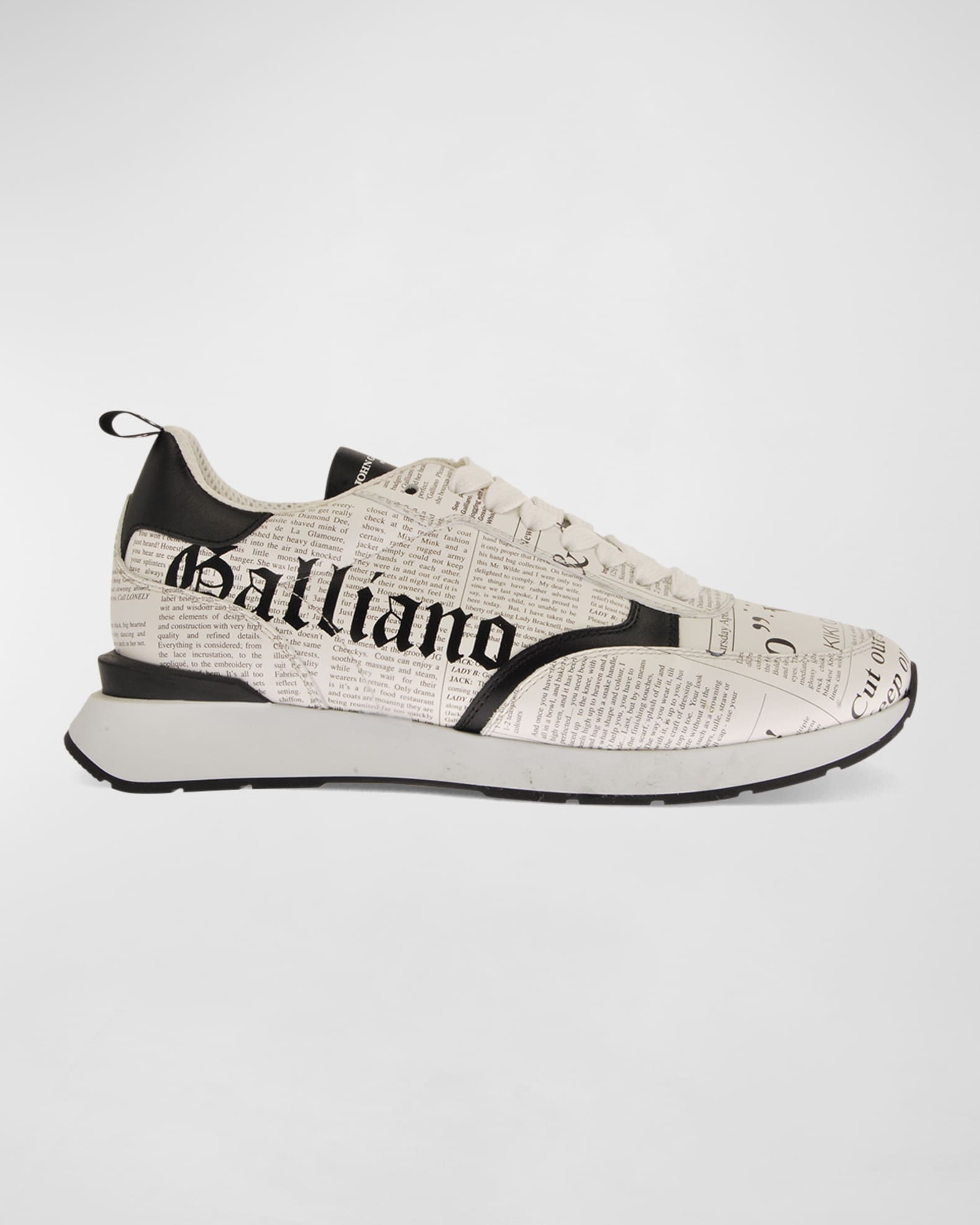 John Galliano, Shoes, John Galliano Newspaper Print Sneakers Beige And  White