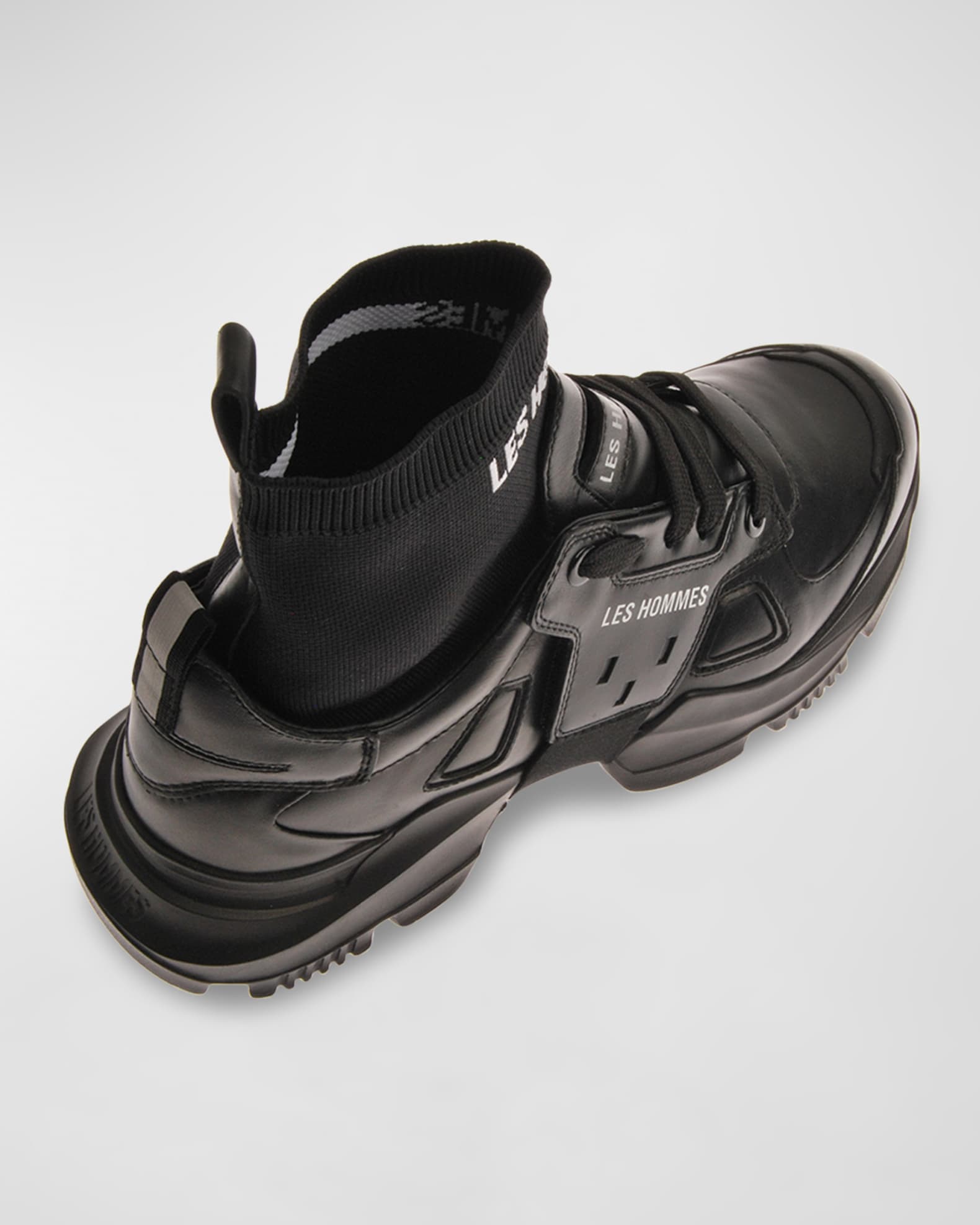 Les Hommes Men's Leather Chunky HighTop Sock Sneakers Neiman Marcus