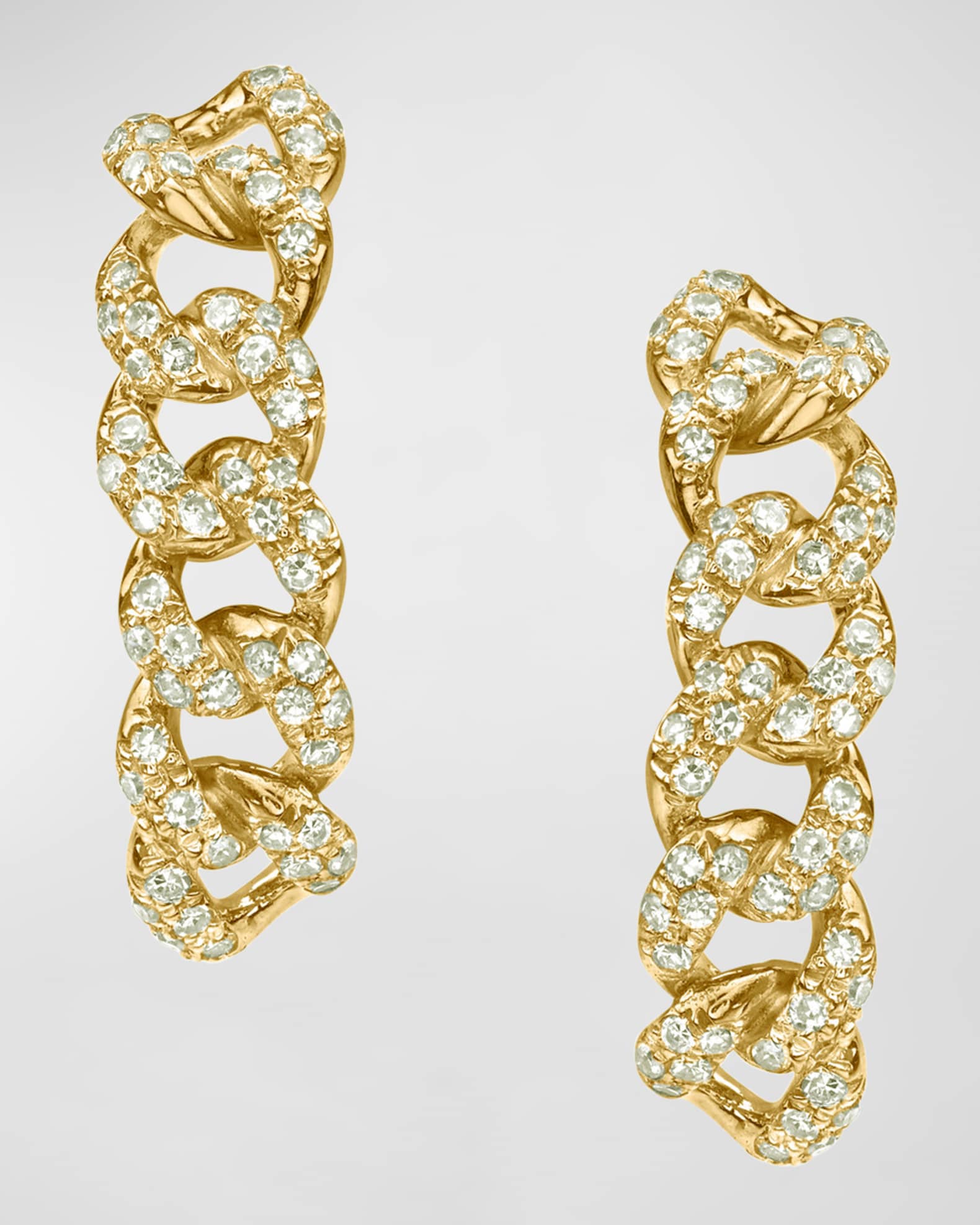SHAY 18k Yellow Gold Essential Diamond Link Huggie Earrings Neiman Marcus