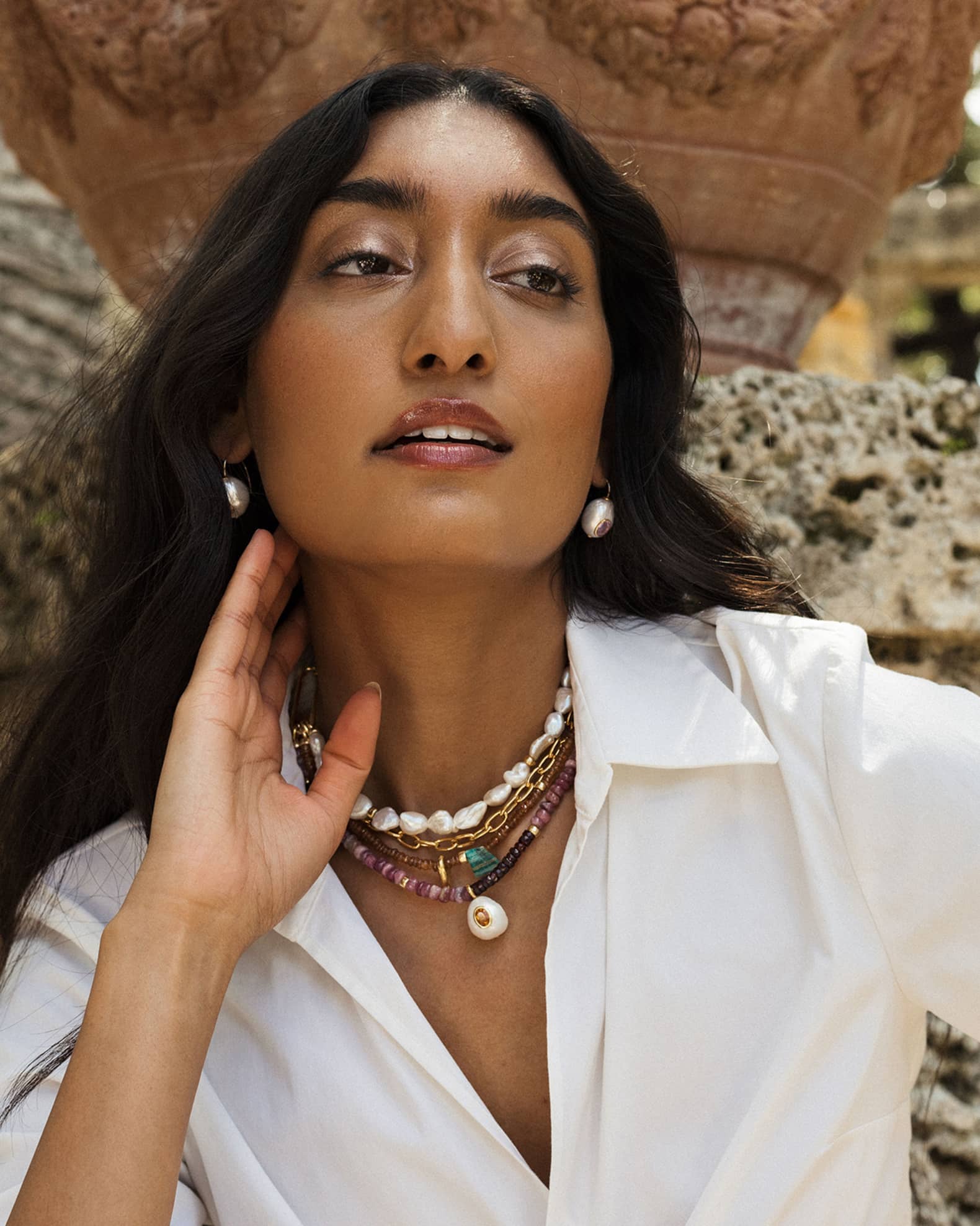 Lizzie Fortunato Pablo 24K Gold Plated Baroque Pearl and Blue Topaz Drop Earrings Neiman Marcus