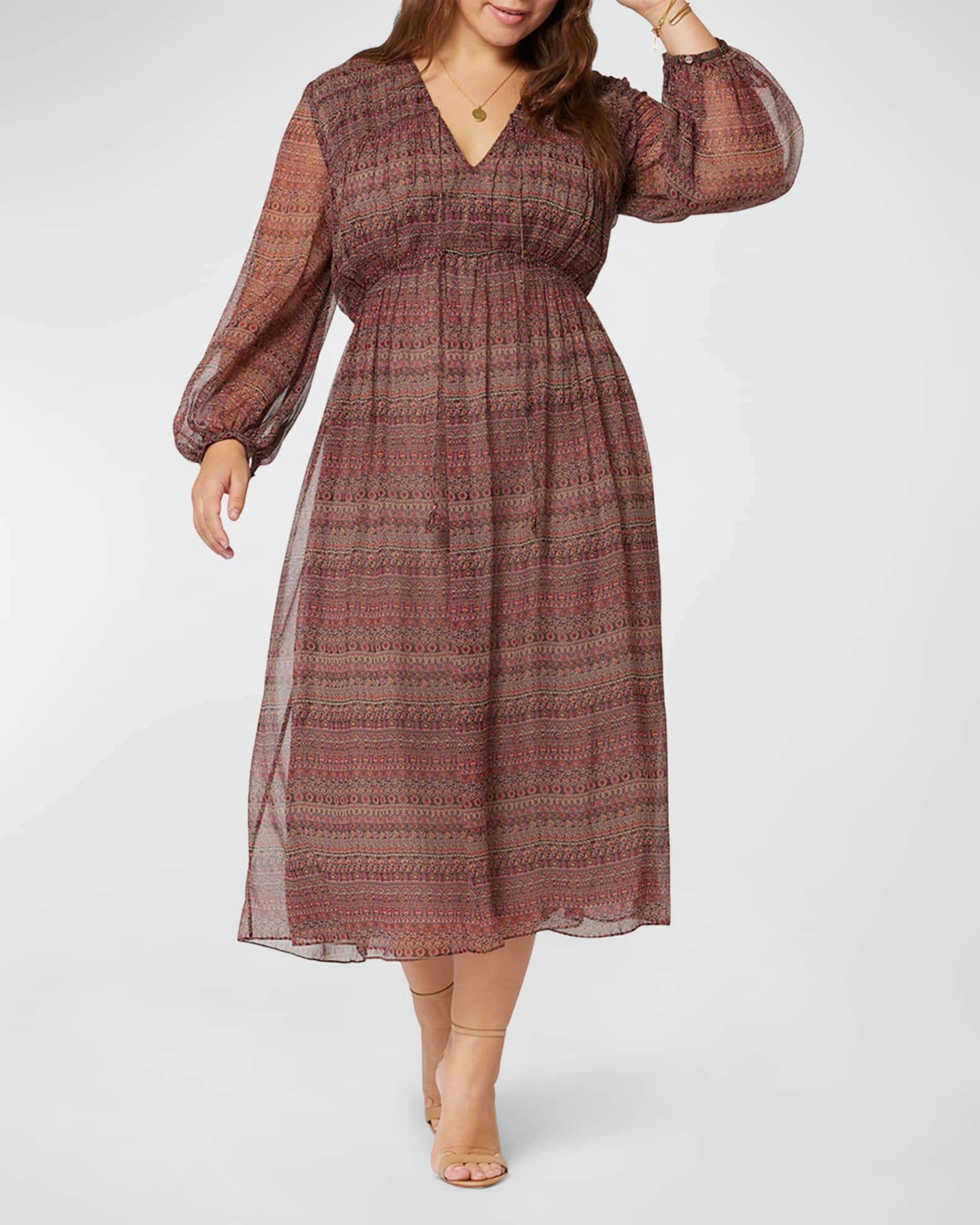 Joie Plus Size Alquina FloralPrint Silk Dress Neiman Marcus