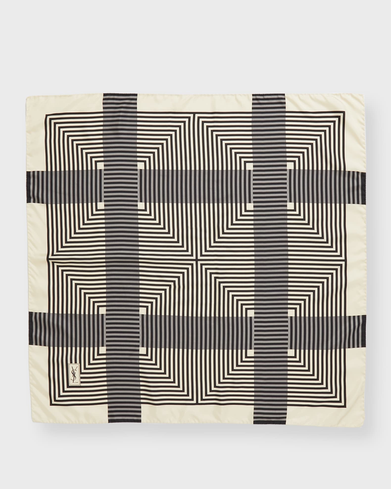 Saint Laurent YSL Optical Striped Silk Square Scarf | Neiman Marcus