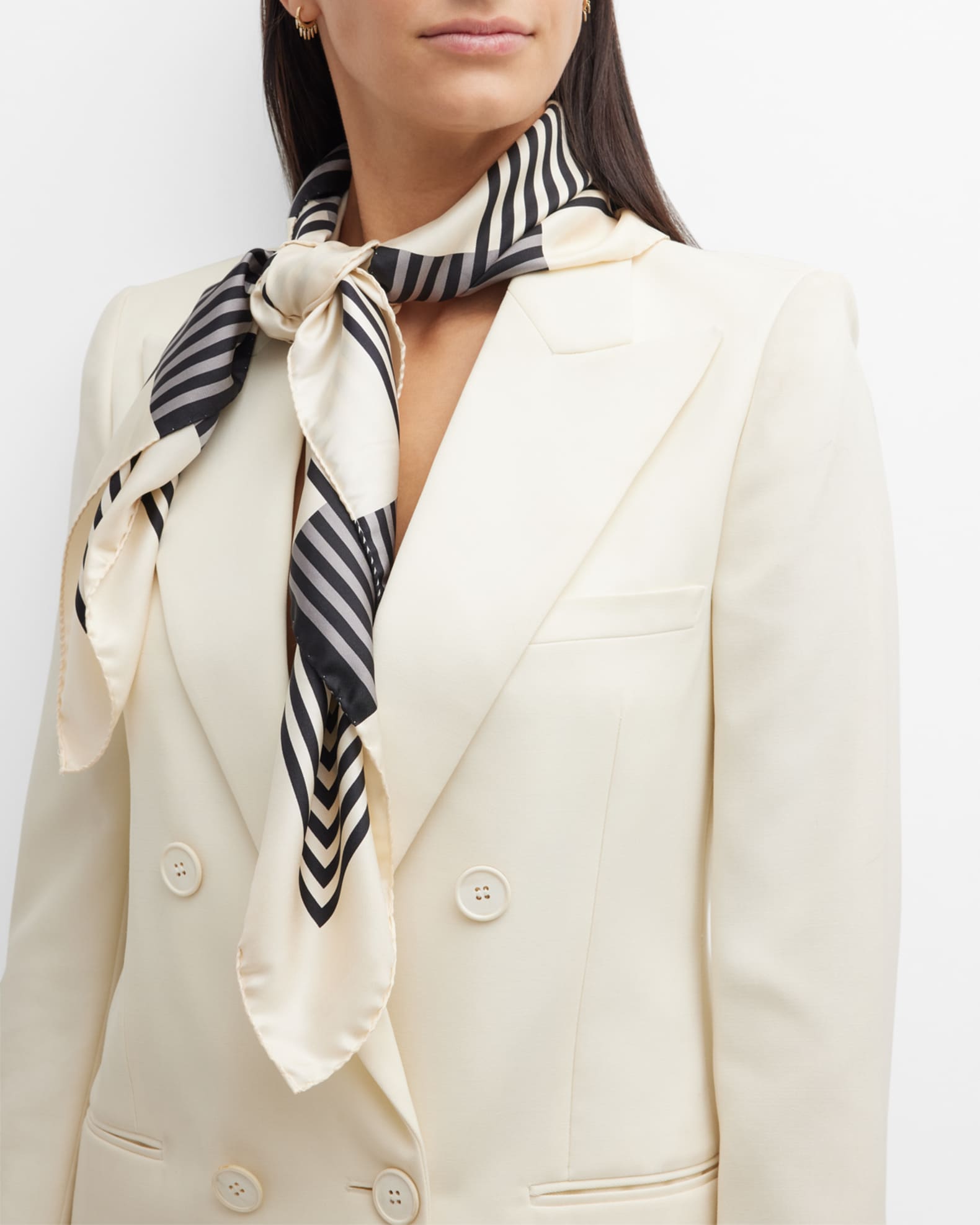 Saint Laurent YSL Optical Striped Silk Square Scarf | Neiman Marcus