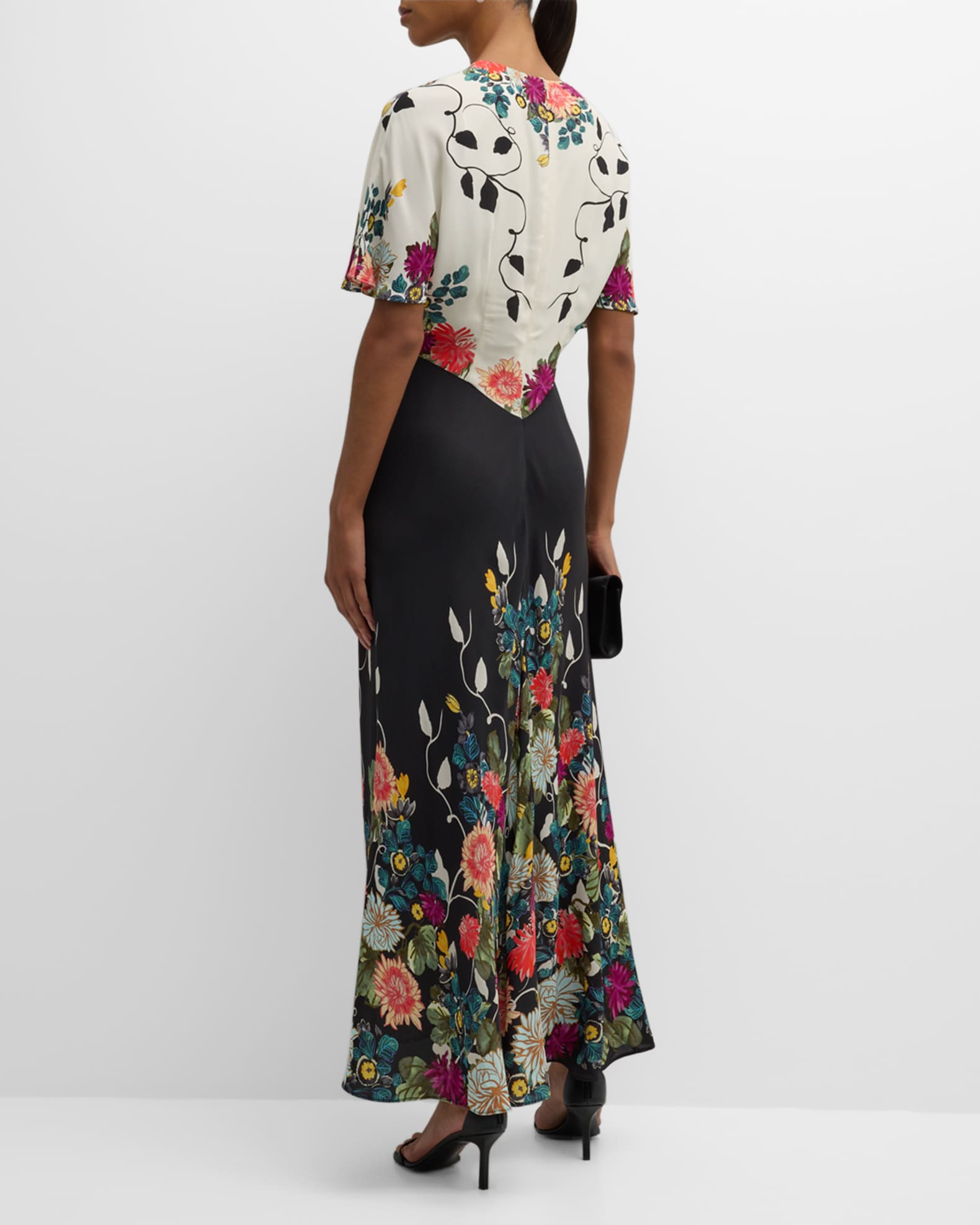 Saloni Marta Floral Viscose Midi Dress | Neiman Marcus