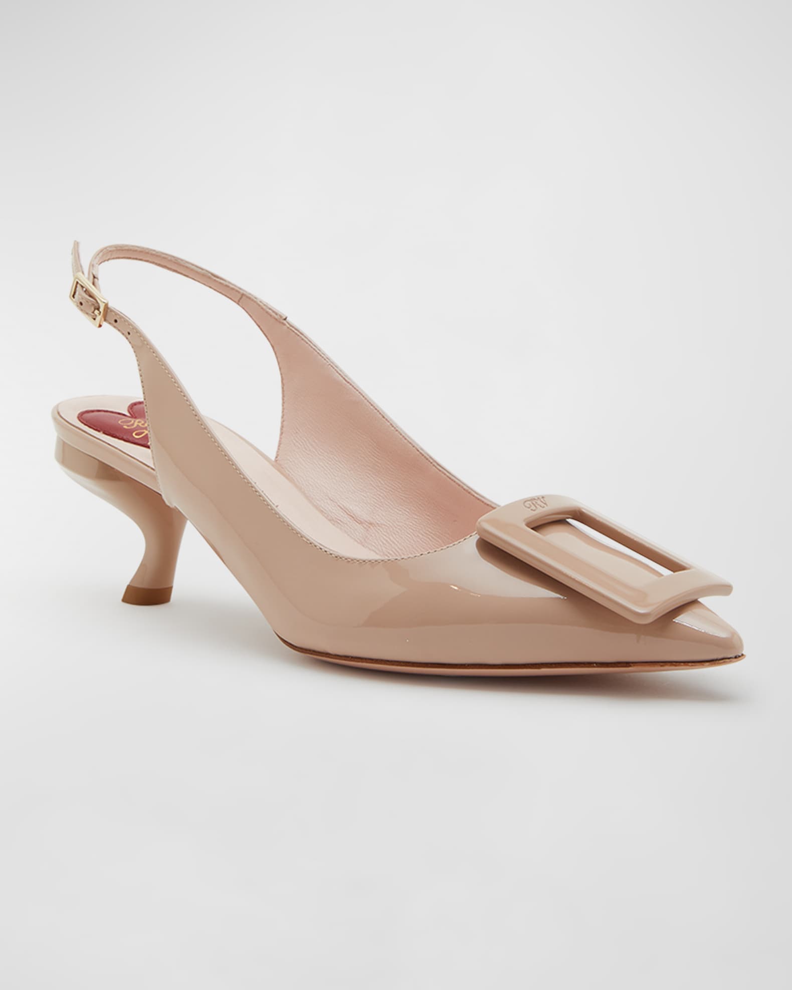 Virgule Pointed Patent Leather Kitten-Heel Pumps 1