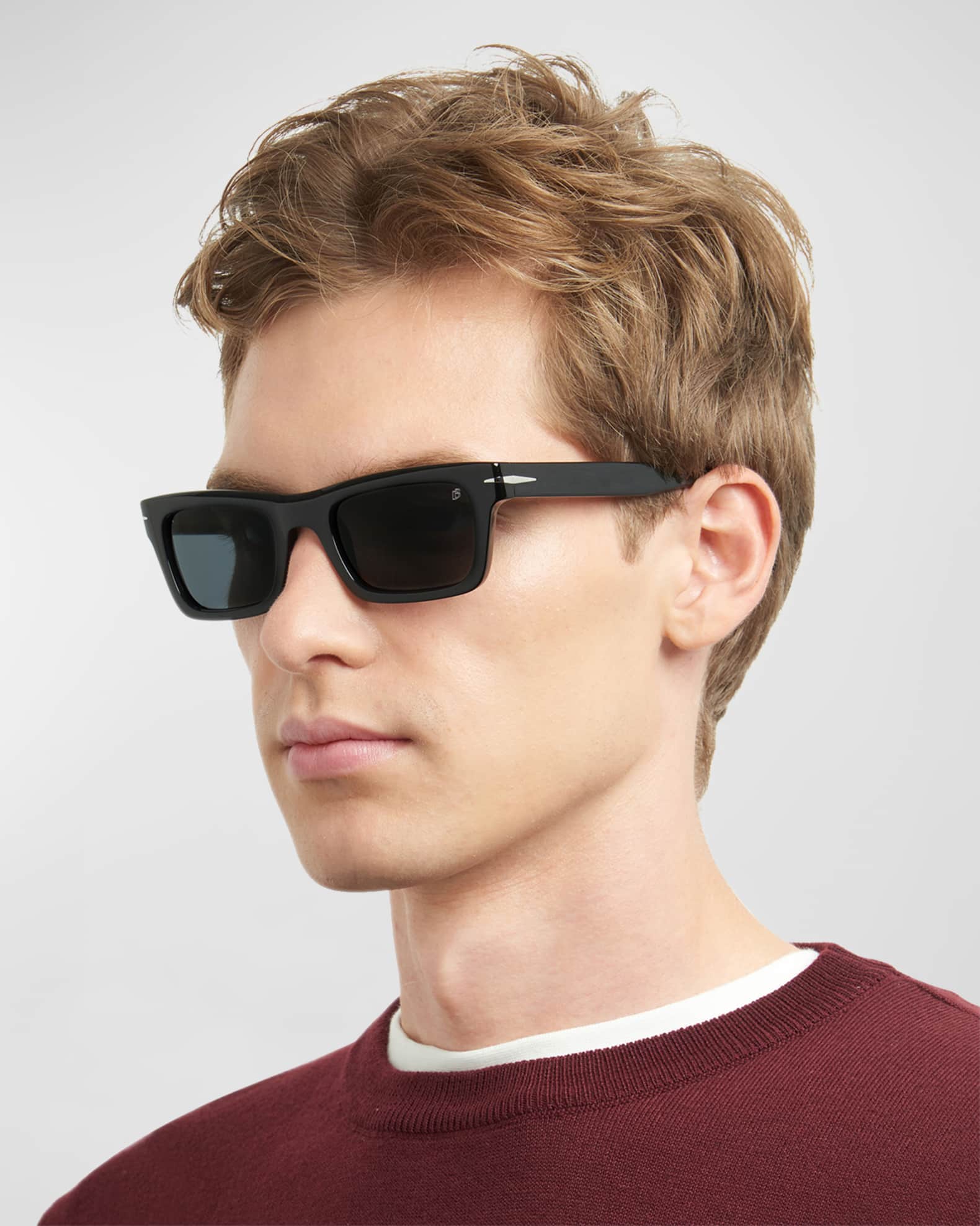 David Beckham Men's Rectangle Acetate Sunglasses Neiman Marcus