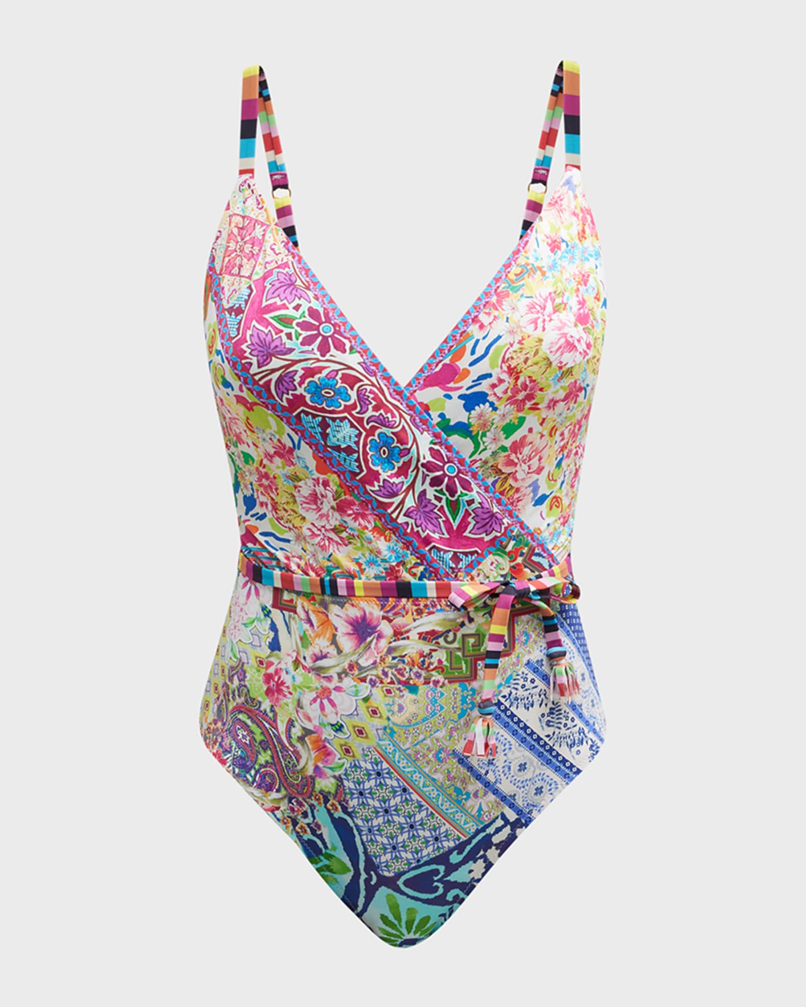 Johnny Was Locita Wrap OnePiece Swimsuit Neiman Marcus