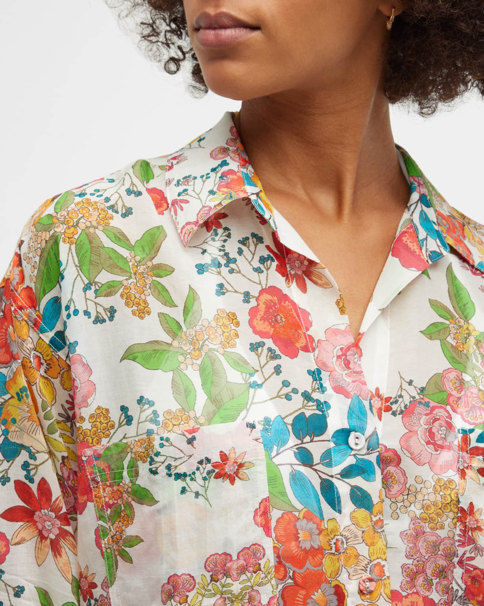 Johnny Was Floral Millo Button-Front Shirtdress | Neiman Marcus