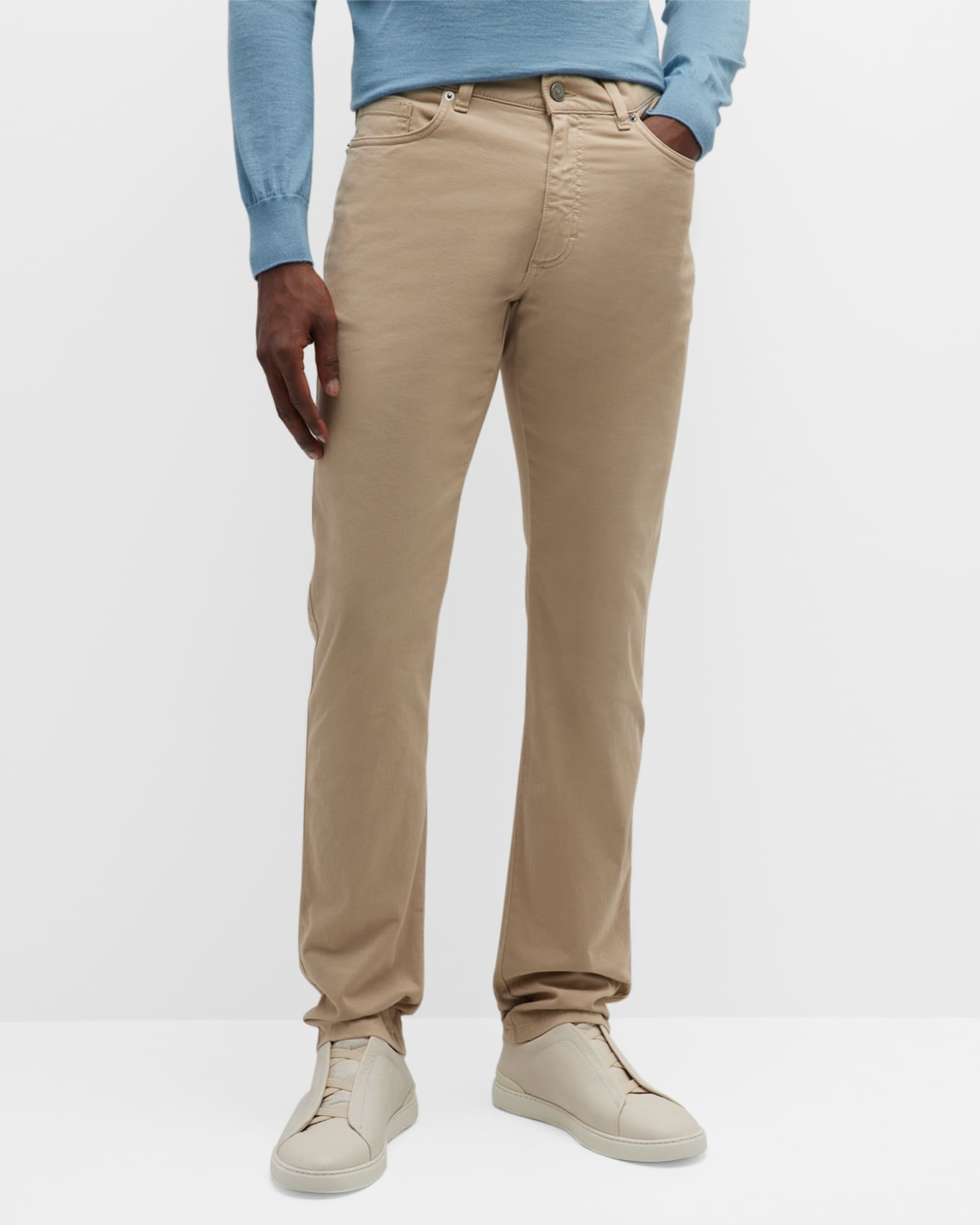 ZEGNA Men's Brushed Cotton 5-Pocket Trousers | Neiman Marcus