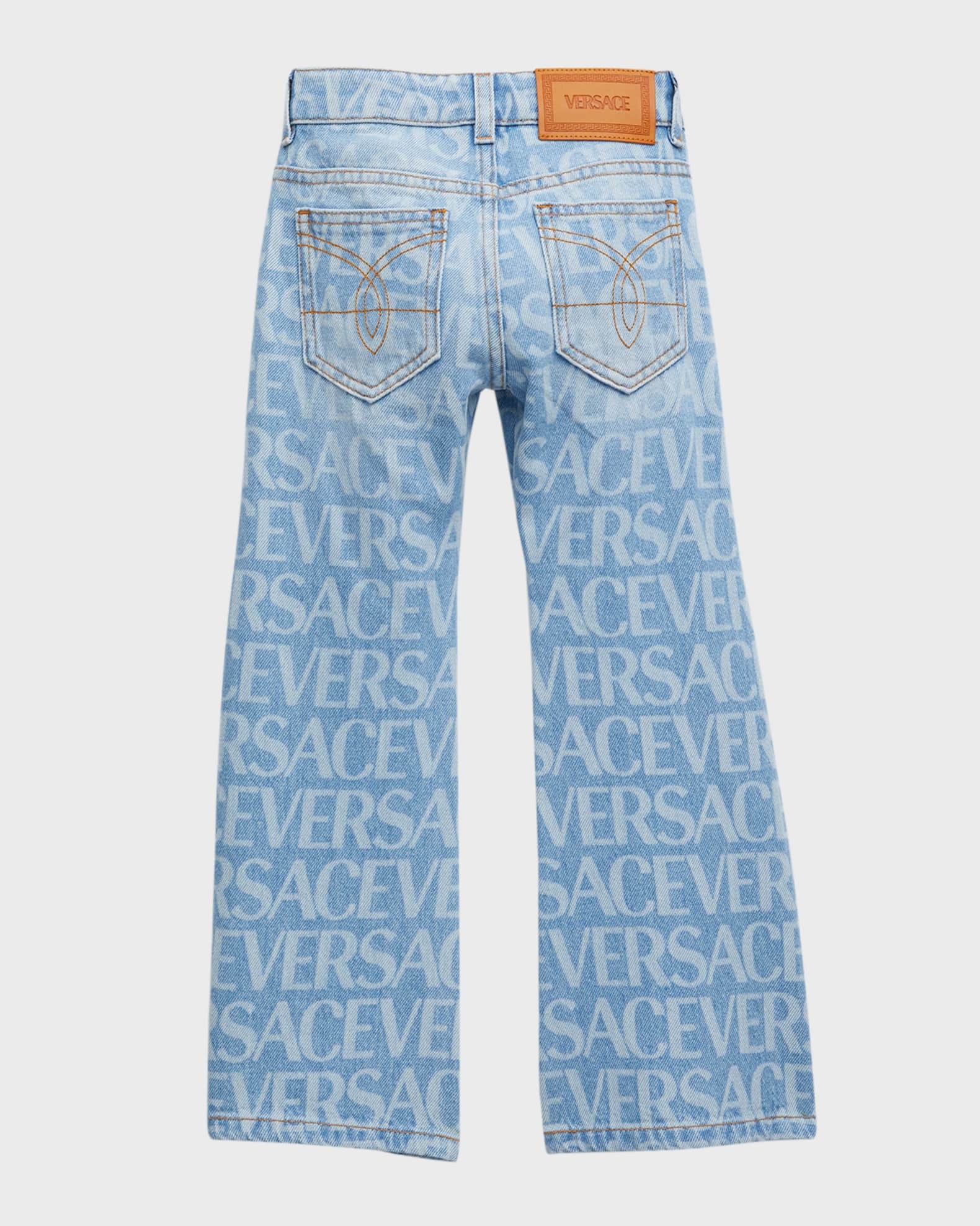 Laser Logo Repeat Denim Pants Neiman Marcus