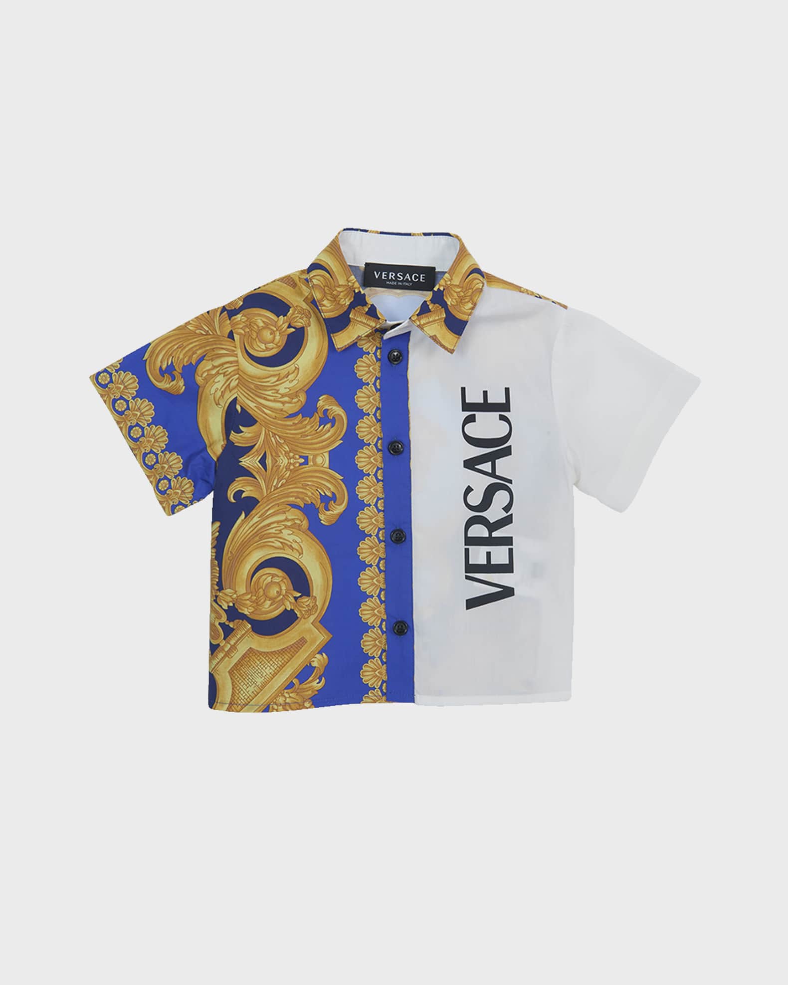 zingen vergeten Verdorie Versace Boy's Split Logo-Print Poplin Shirt, Size 12M-3 | Neiman Marcus