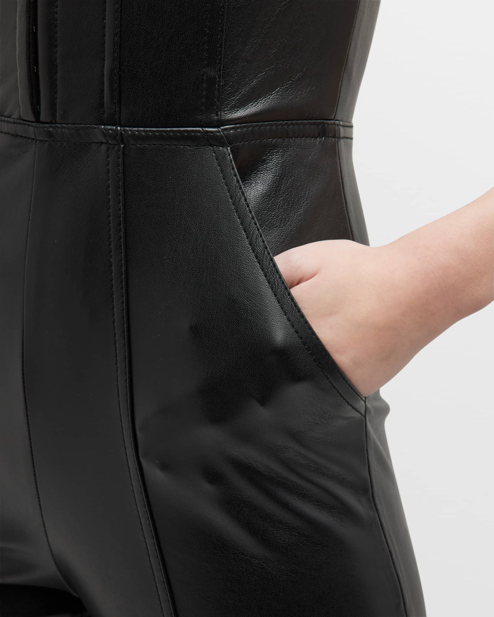 Alice + Olivia Chels Vegan Leather Corset Jumpsuit | Neiman Marcus