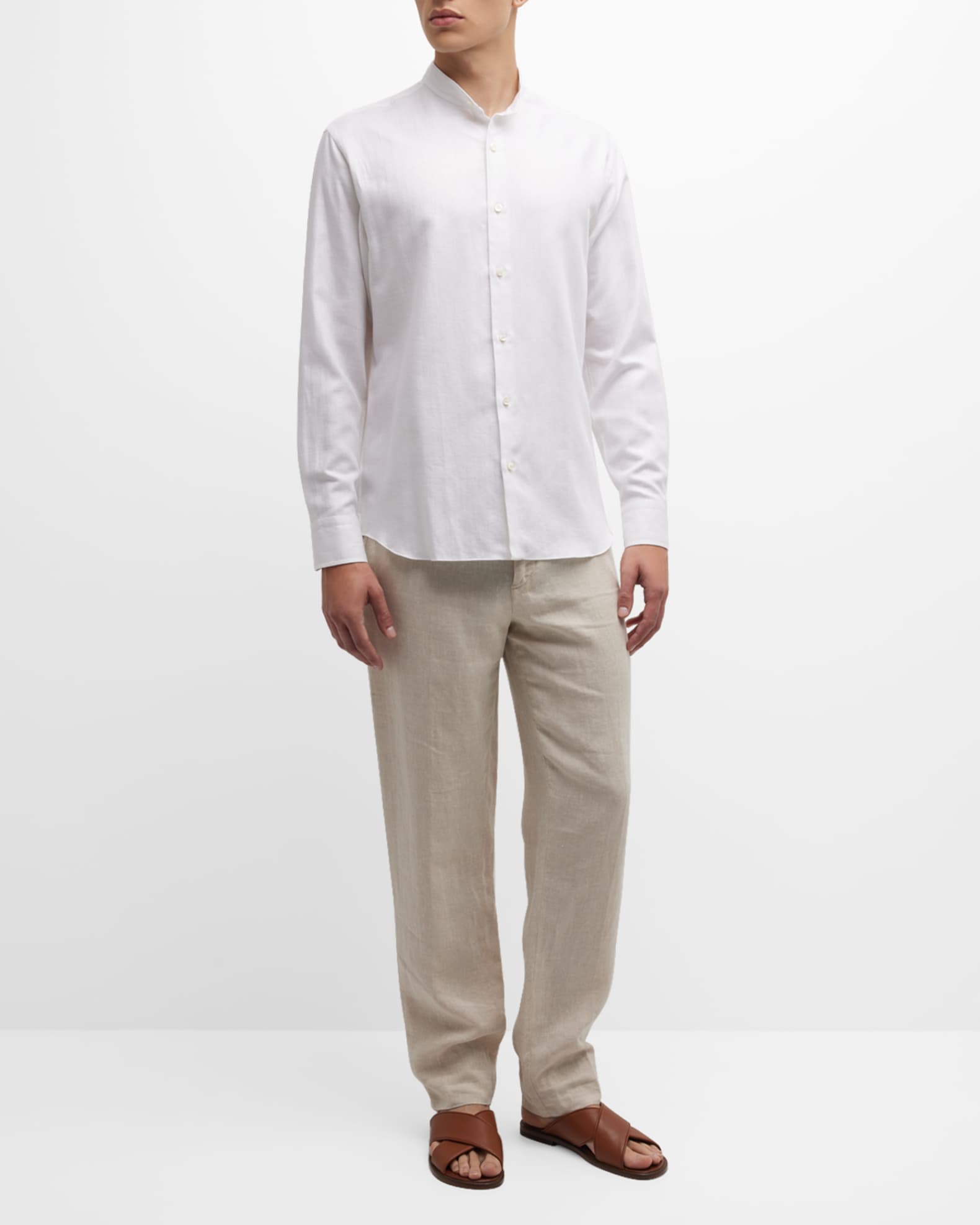 Brioni classic-collar long-sleeve shirt - Neutrals