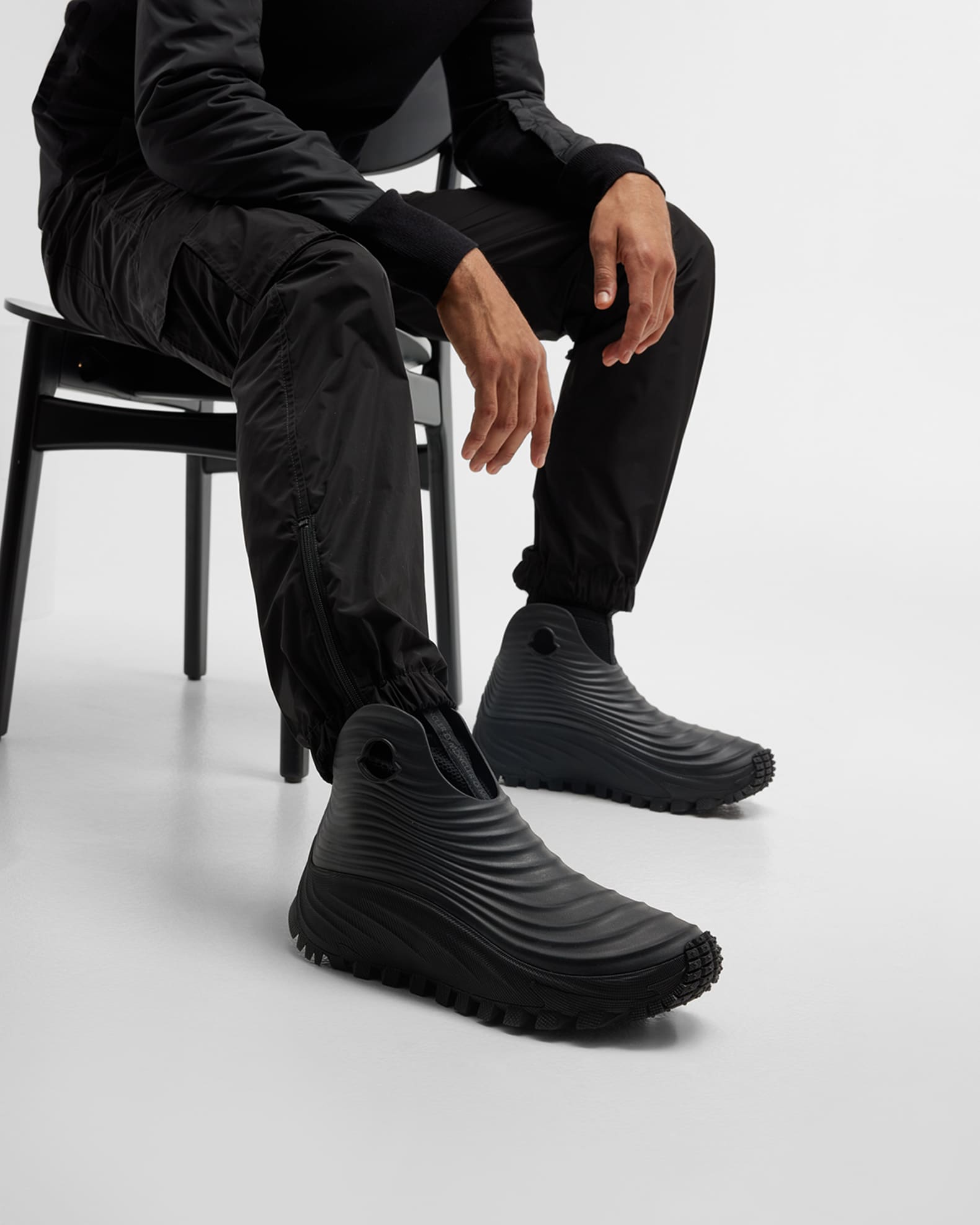 Moncler Men's Acqua High Ribbed Rain Boots | Neiman Marcus