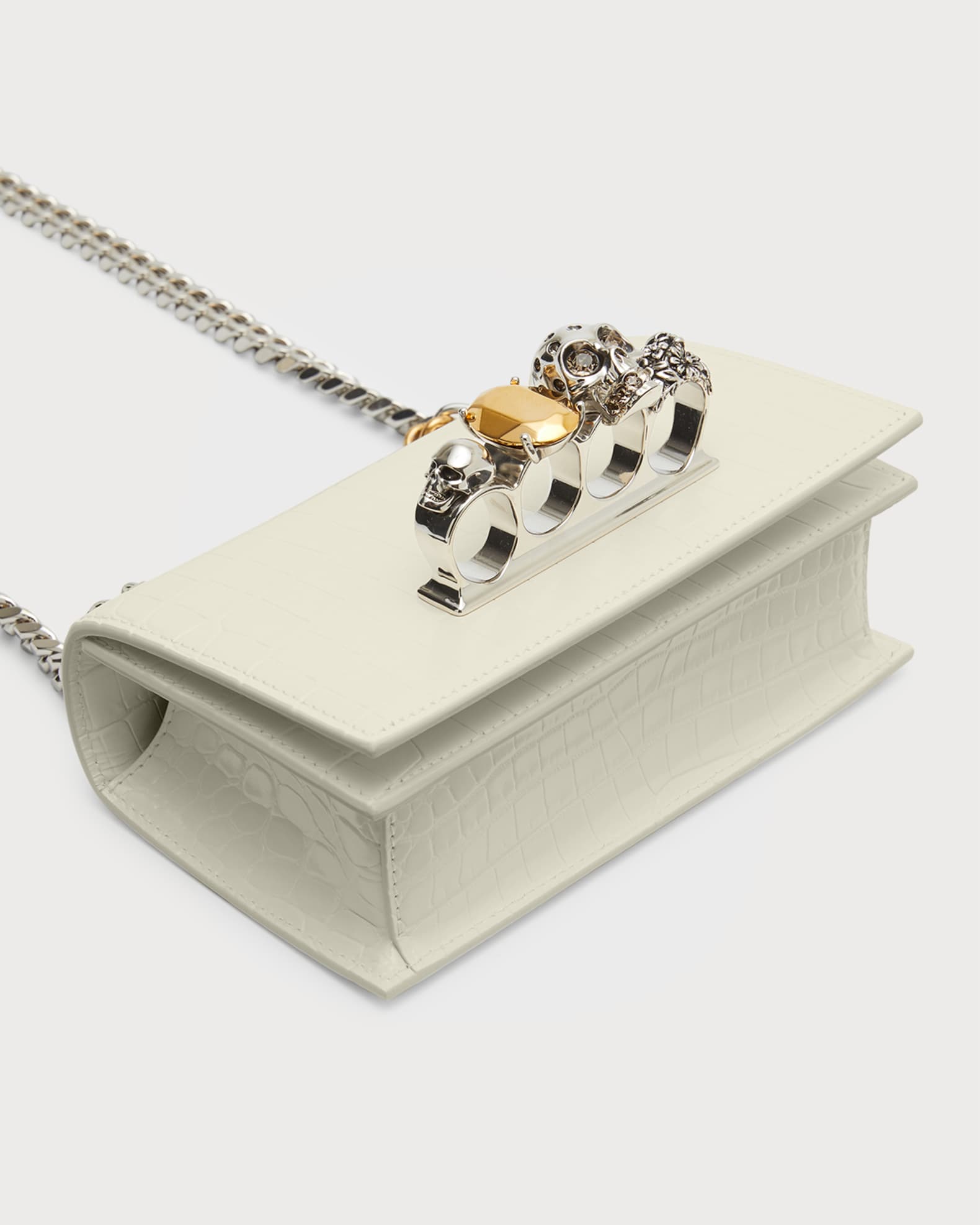 Mini Skull Jewel Croc-Embossed Crossbody Bag 1