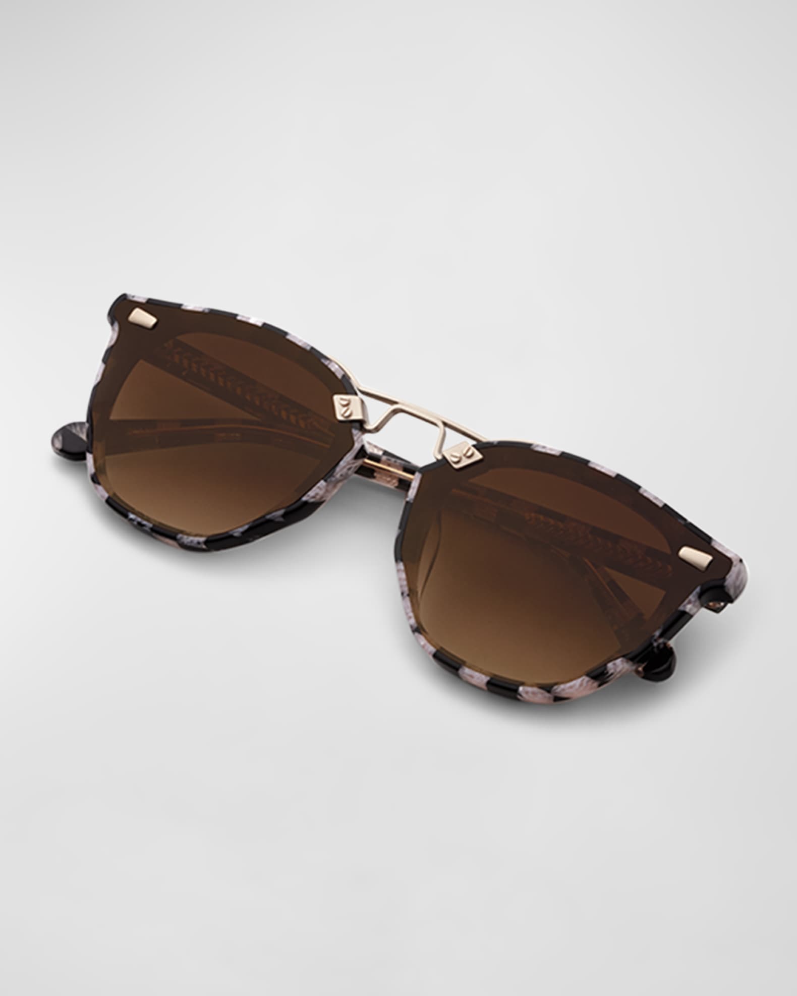 KREWE Beau Patterned MixedMedia Aviator Sunglasses Neiman Marcus