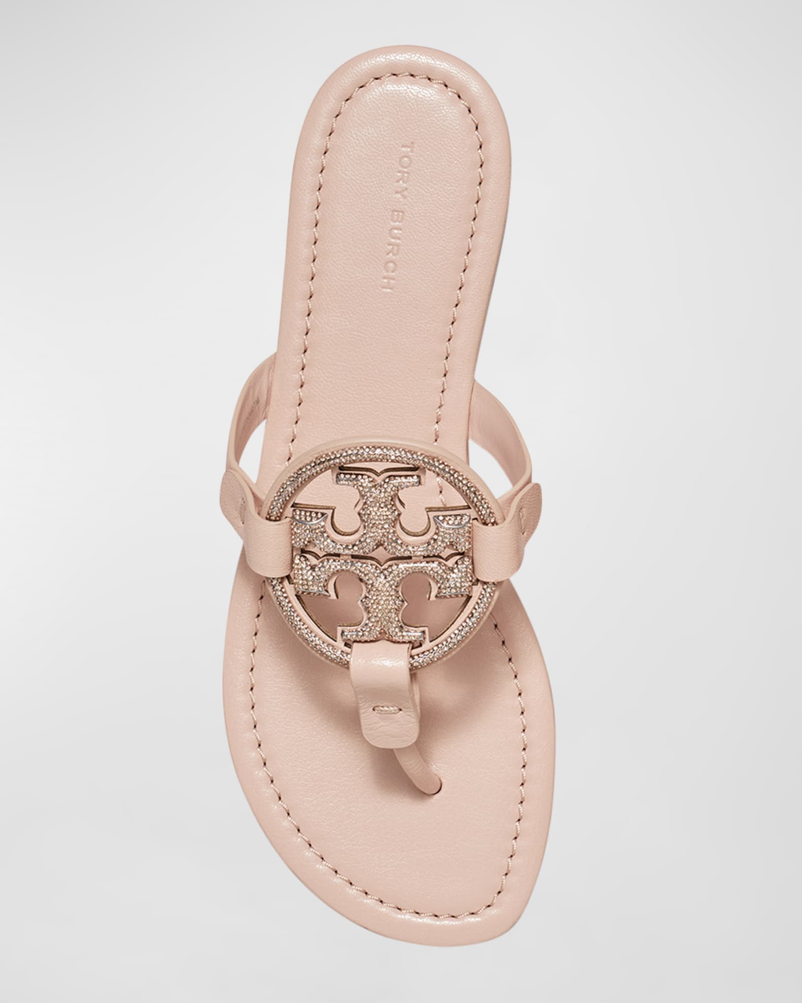 サンダル・ミュール Tory Burch 'Miller' Sandals With 'Pave' In Brown Leather Tory Burch Miller Pave Medallion Thong Sandals | Neiman Marcus